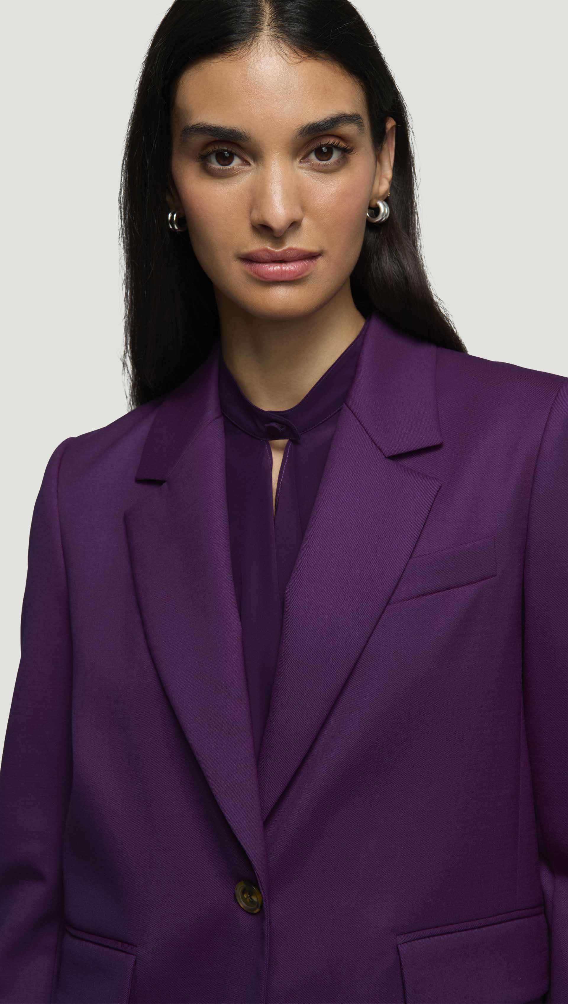 Notch Lapel Blazer in Seasonless Wool | Grape - Image 2
