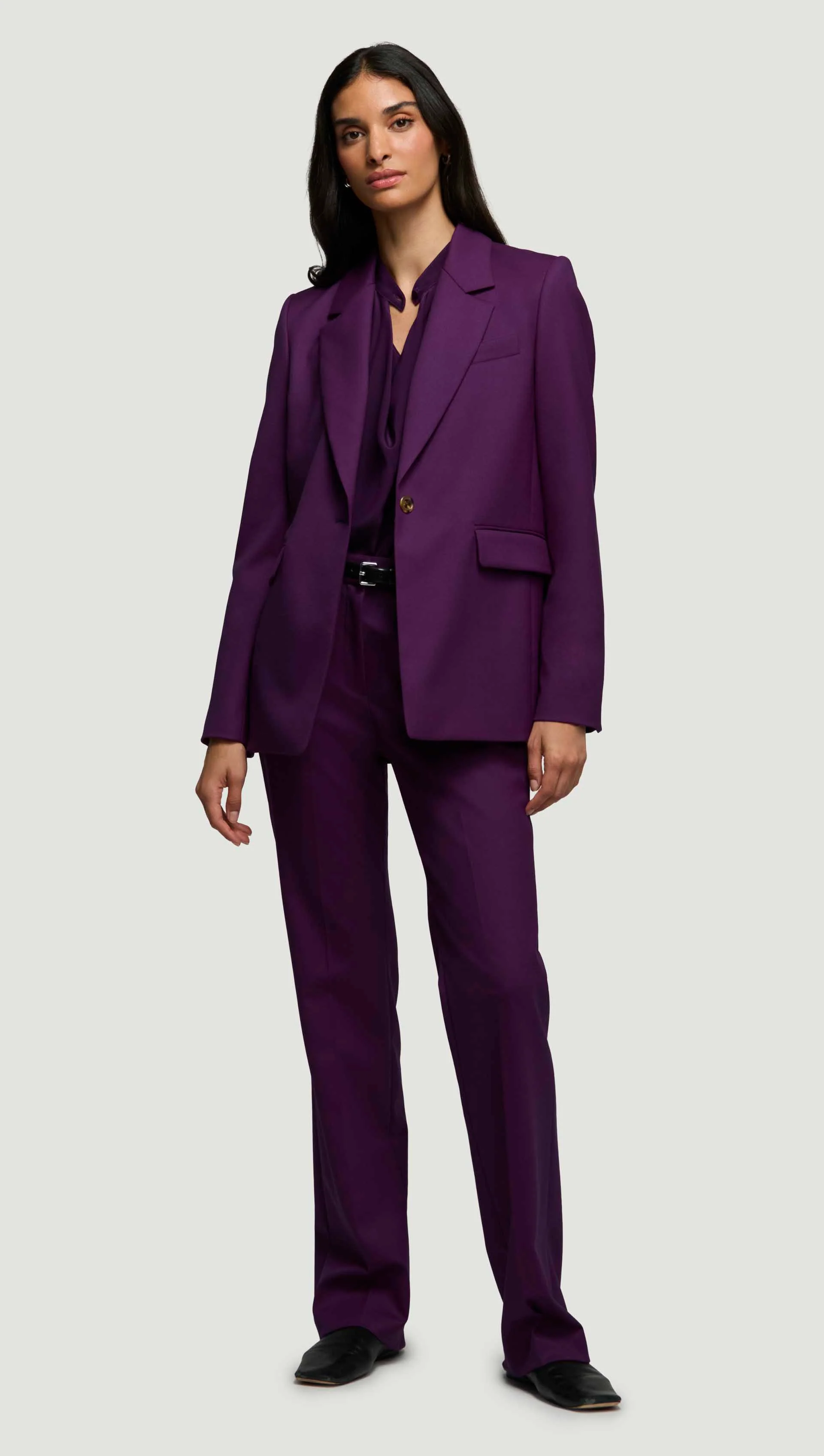 Notch Lapel Blazer in Seasonless Wool | Grape - Image 5