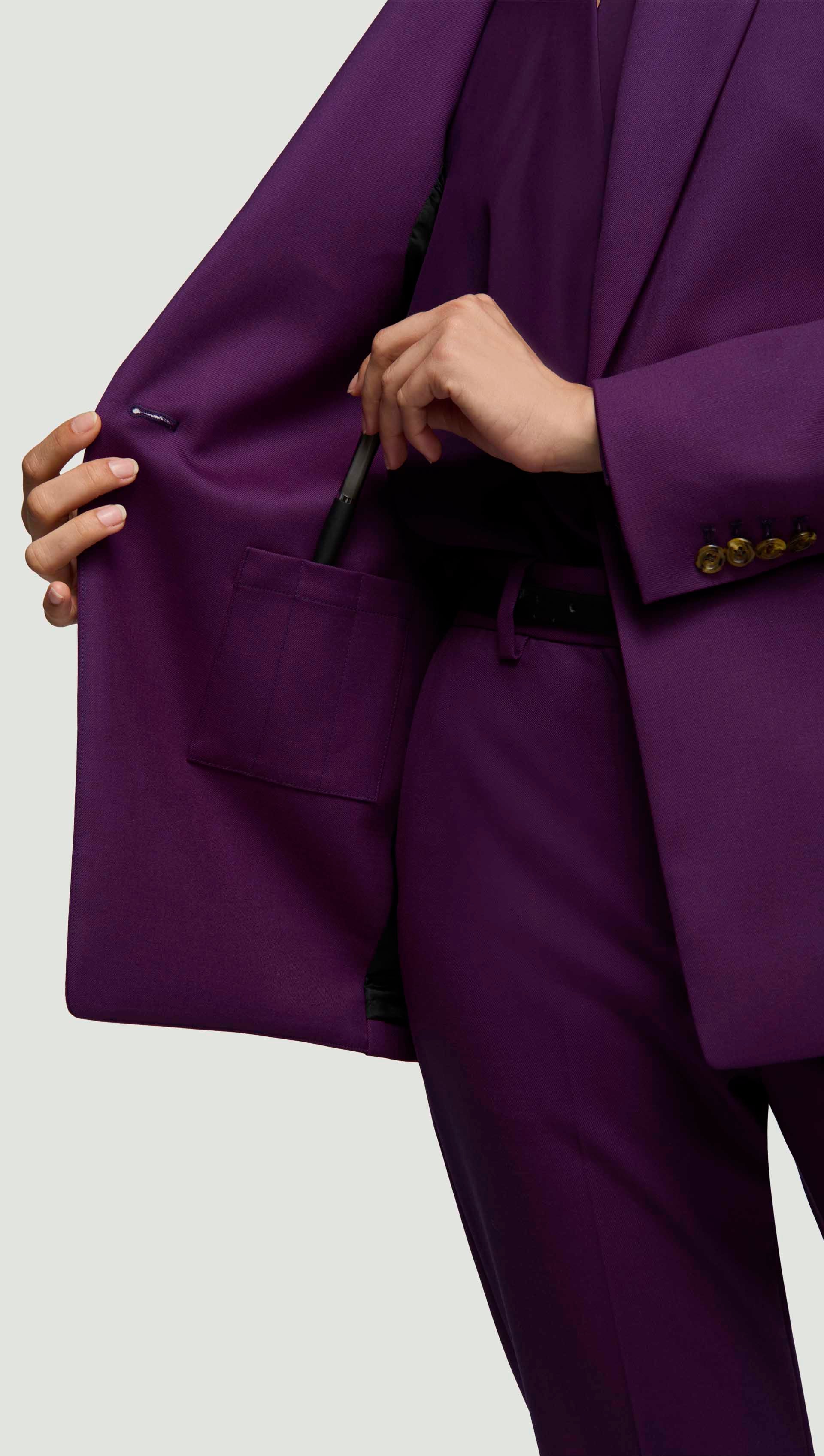 Notch Lapel Blazer in Seasonless Wool | Grape - Image 6