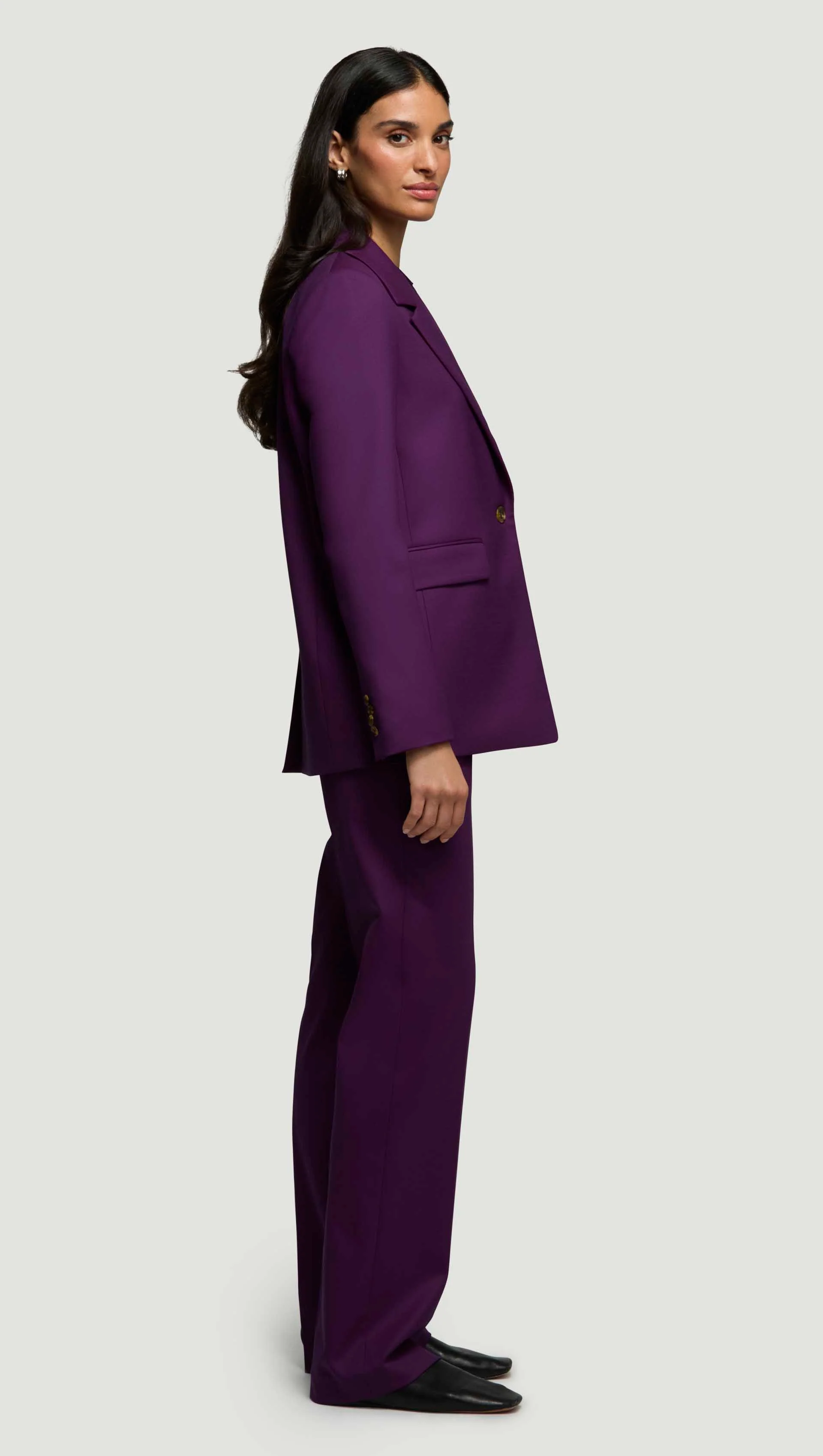 Notch Lapel Blazer in Seasonless Wool | Grape - Image 7