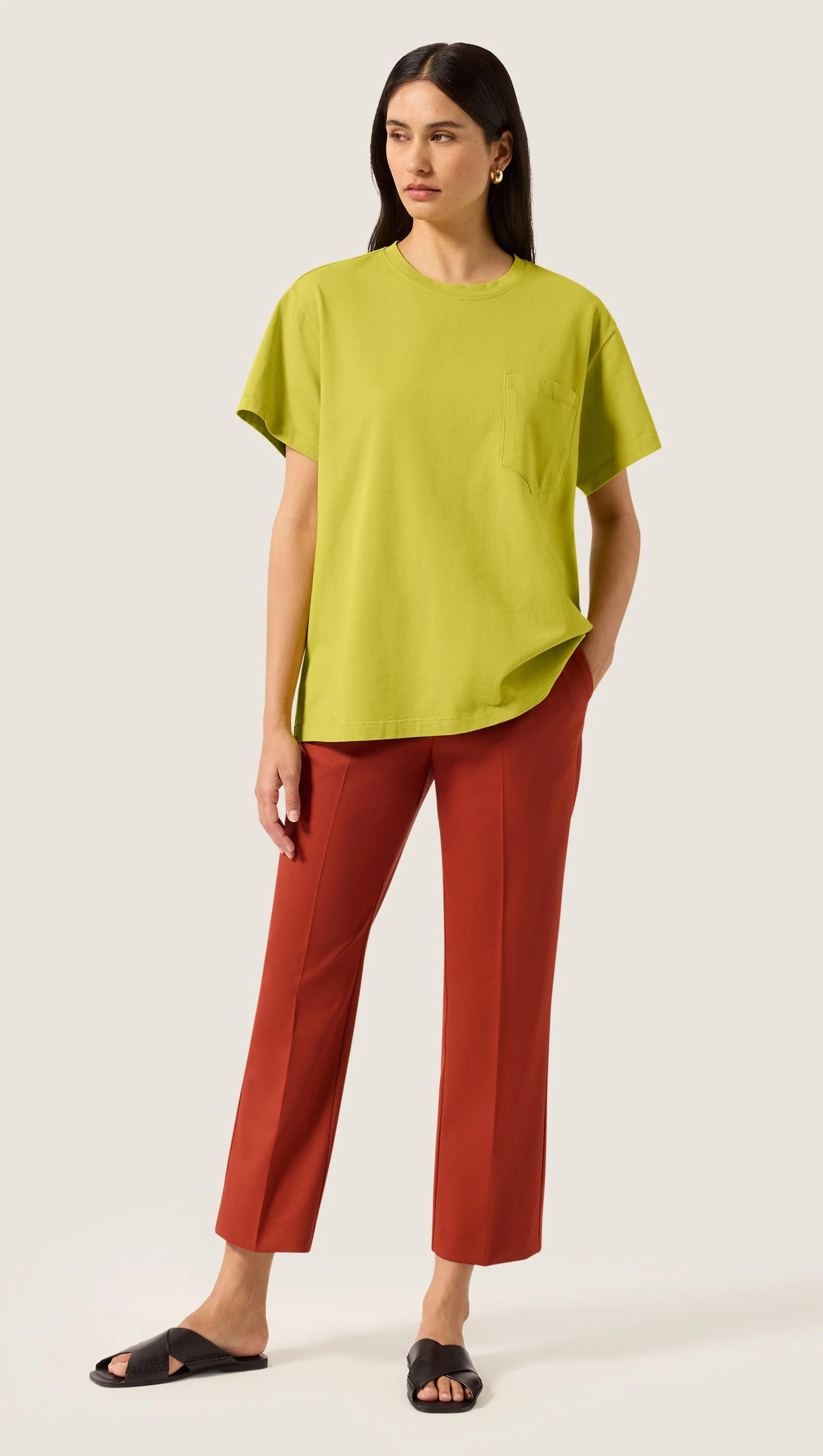 Oversized Pocket Tee in Cotton Jersey | Chartreuse - Image 3