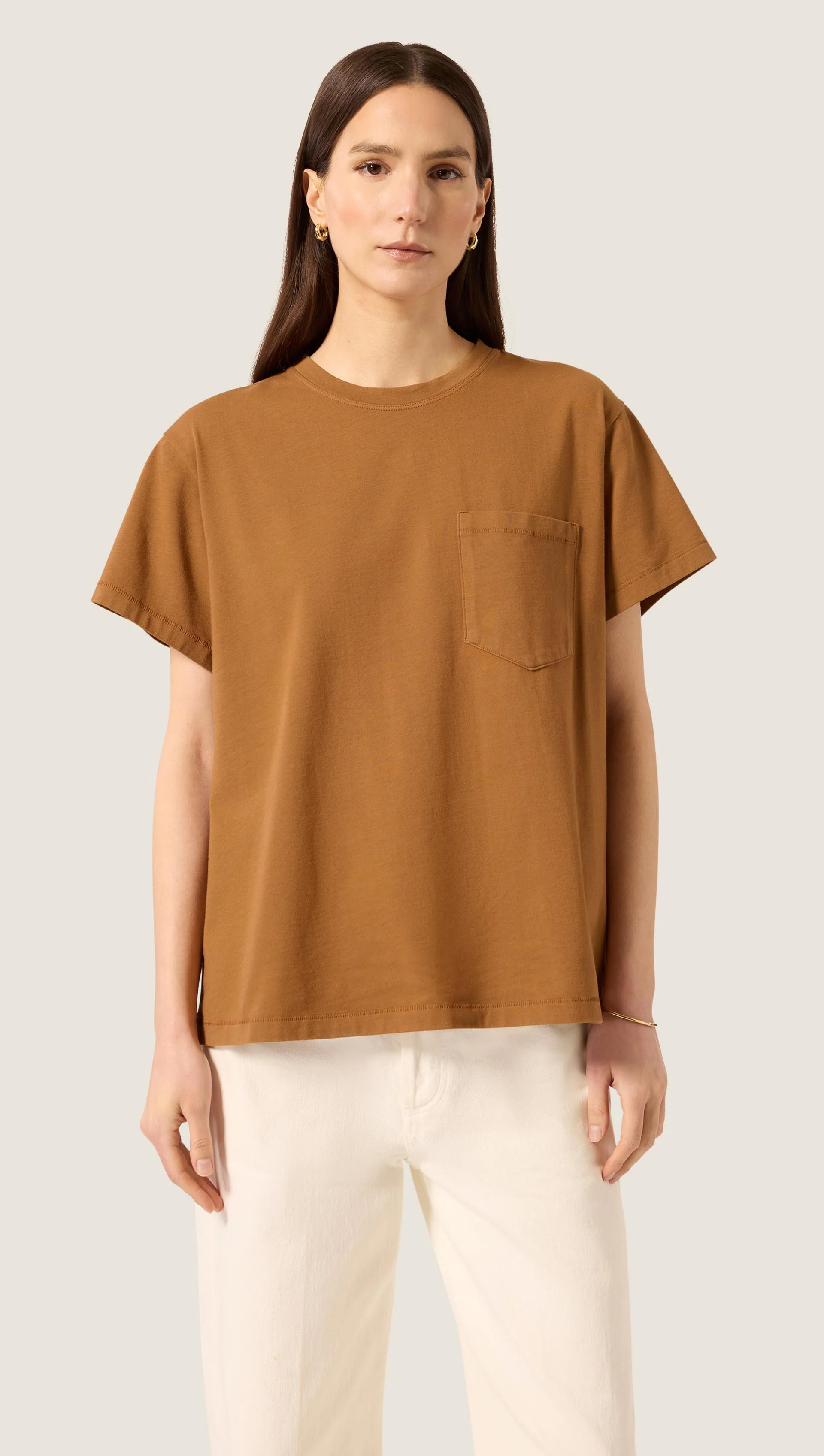 Oversized Pocket Tee in Cotton Jersey | Deep Oak - Image 3