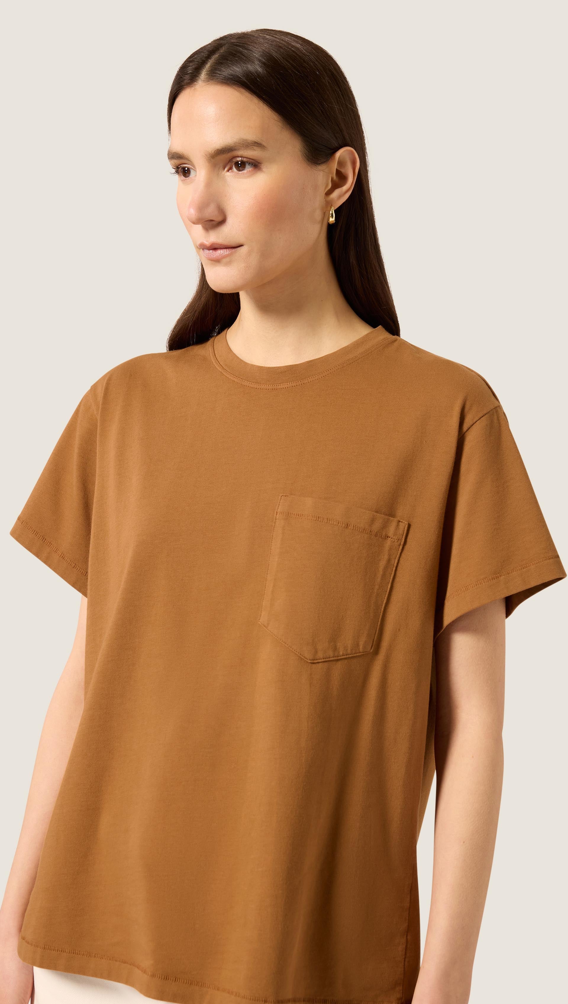 Oversized Pocket Tee in Cotton Jersey | Deep Oak - Image 8