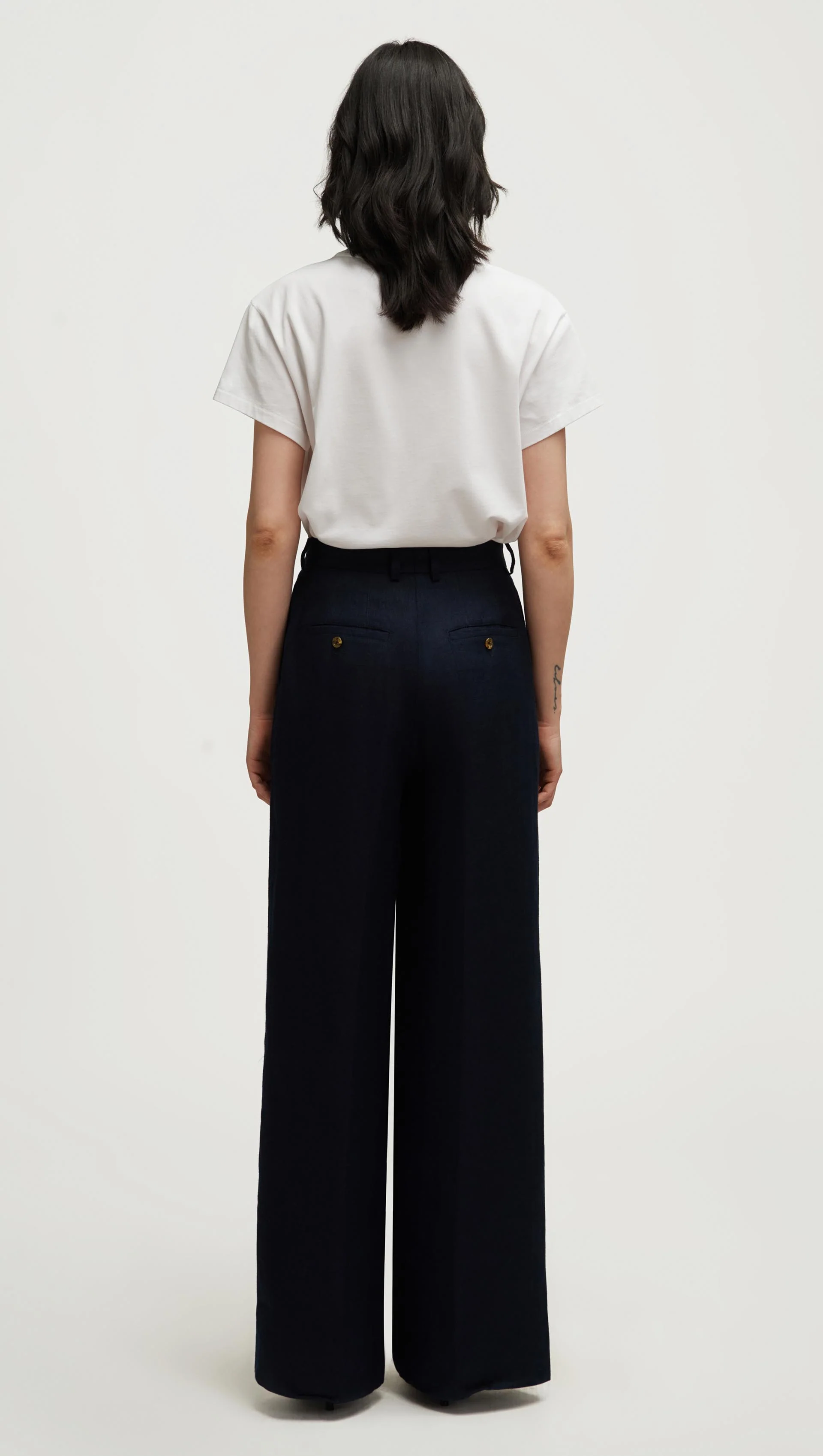 Park Trouser in Basket Weave Linen | Midnight - Image 4
