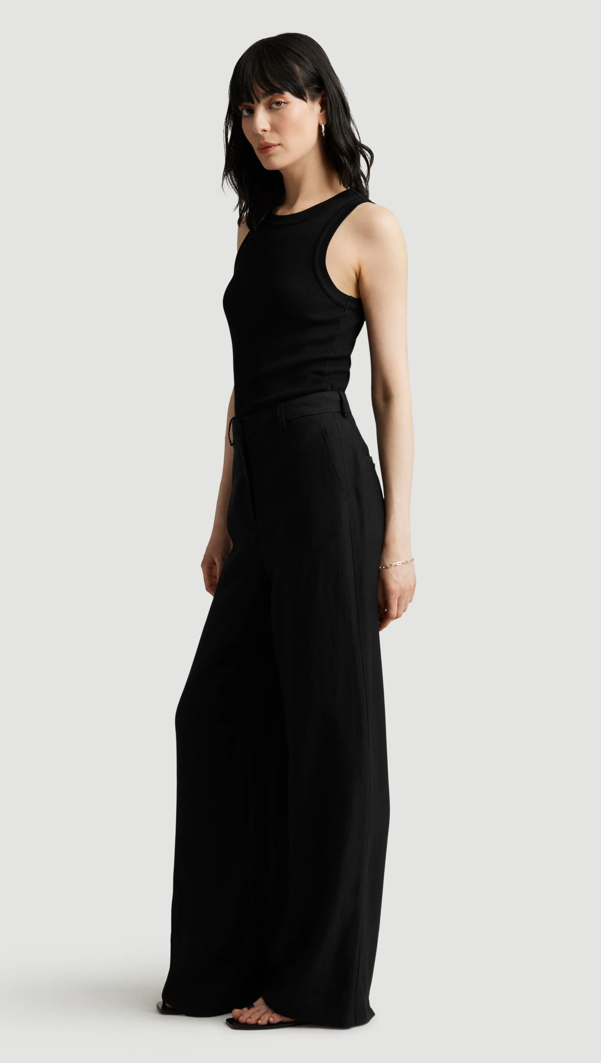 Park Trouser in Viscose Linen Twill | Black - Image 5