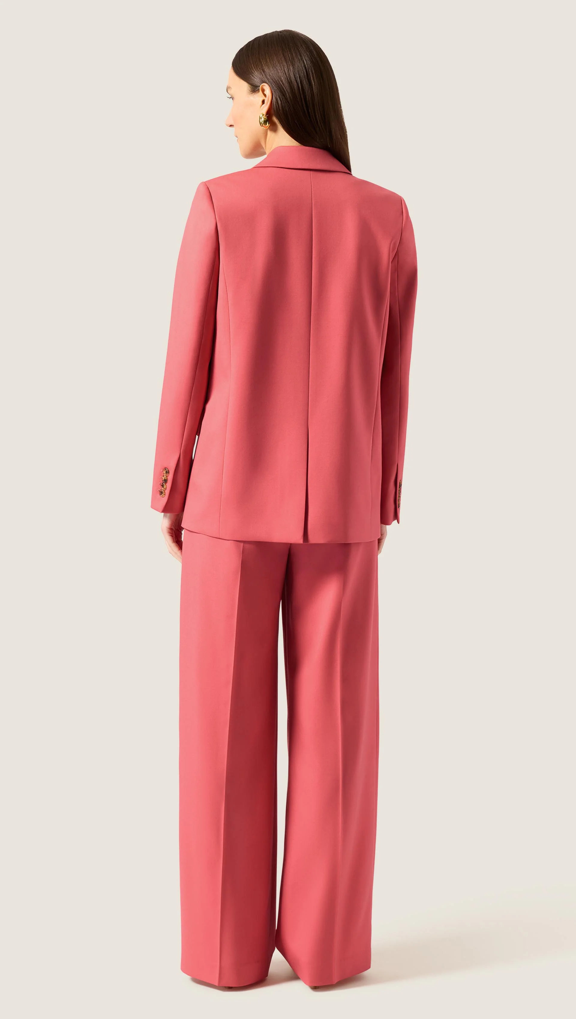Peak Lapel Blazer in Seasonless Wool | Coral Pink - Image 4