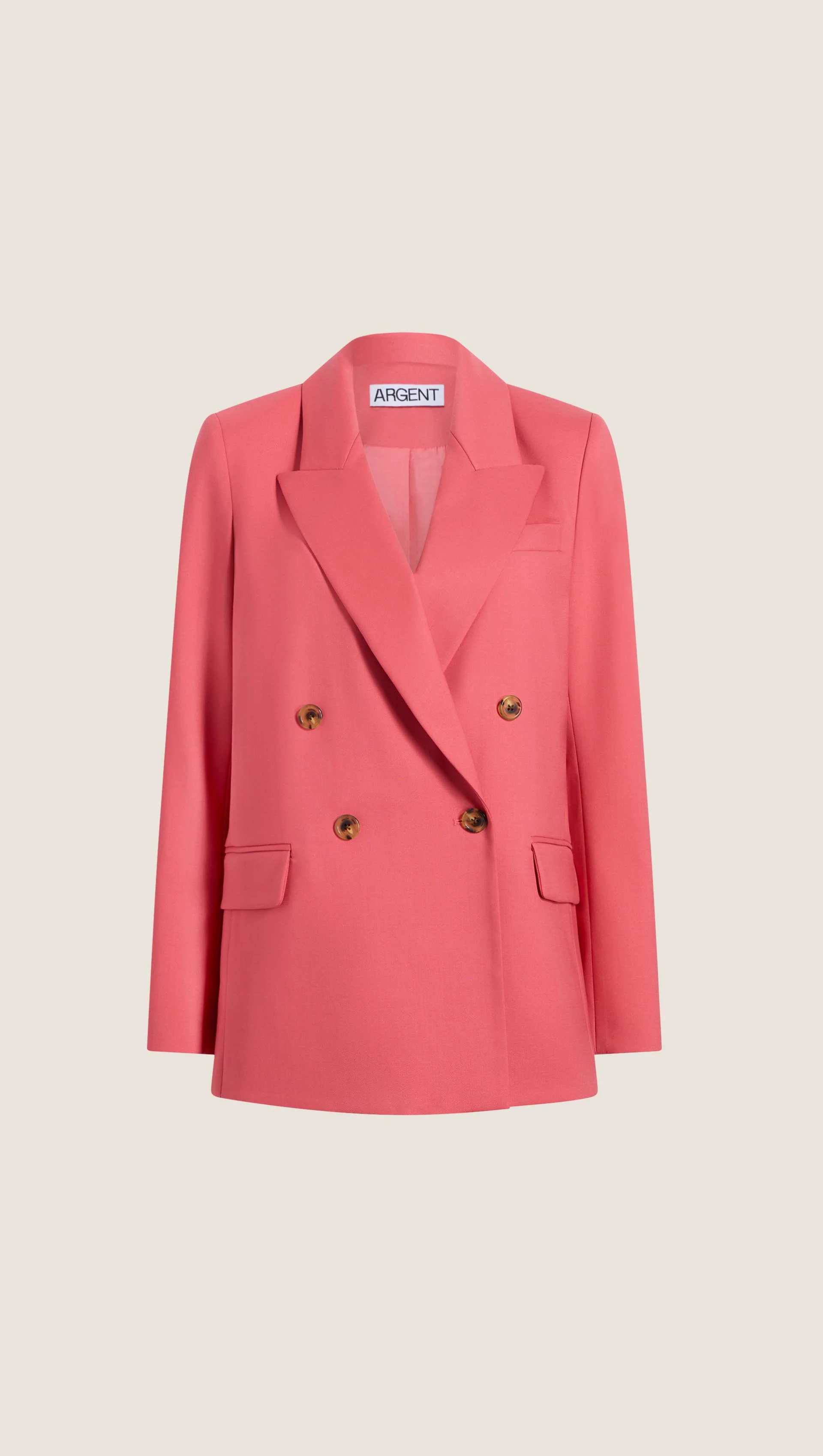 Peak Lapel Blazer in Seasonless Wool | Coral Pink - Image 7