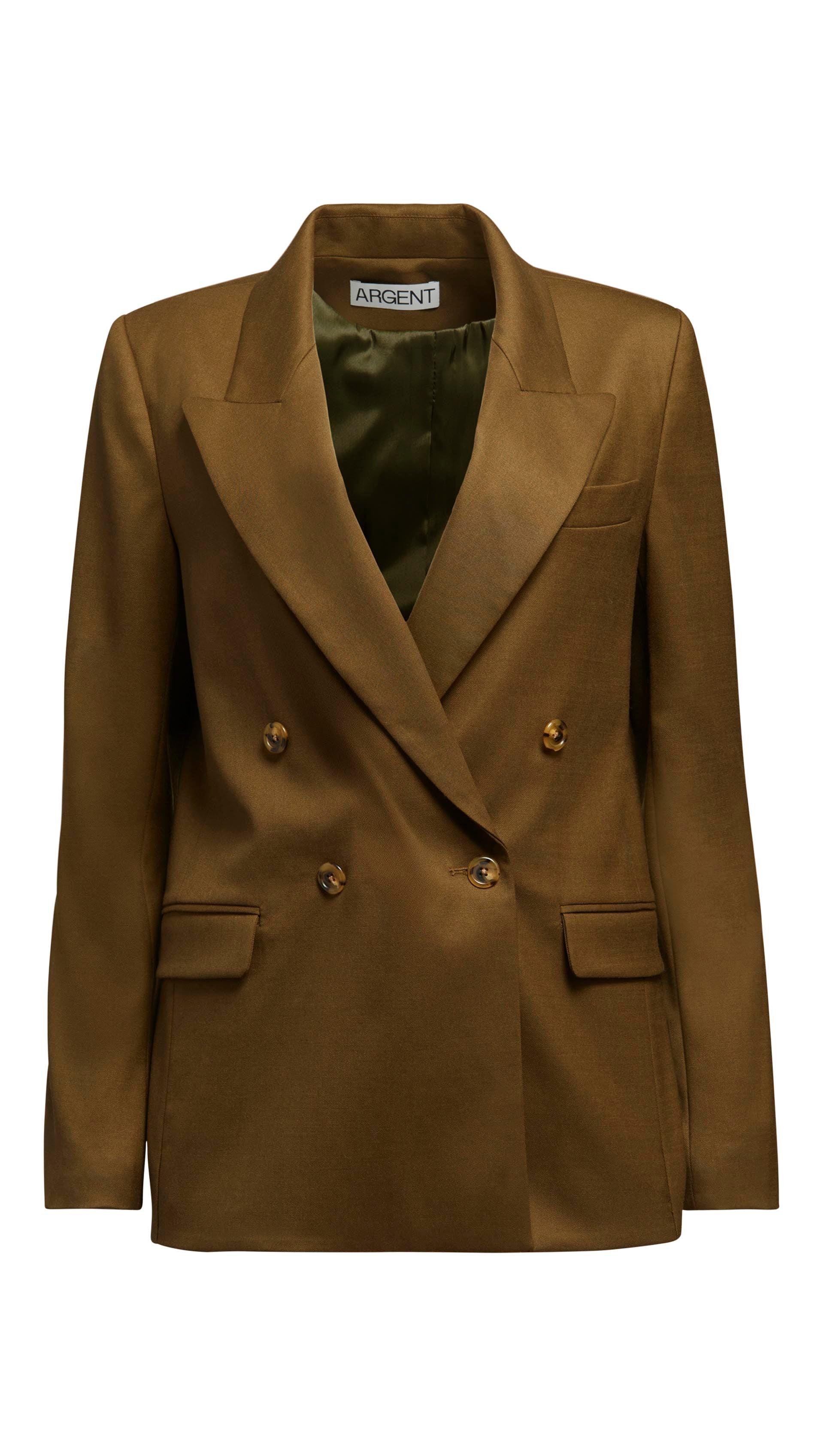 Peak Lapel Blazer in Seasonless Wool | Mushroom - Image 11