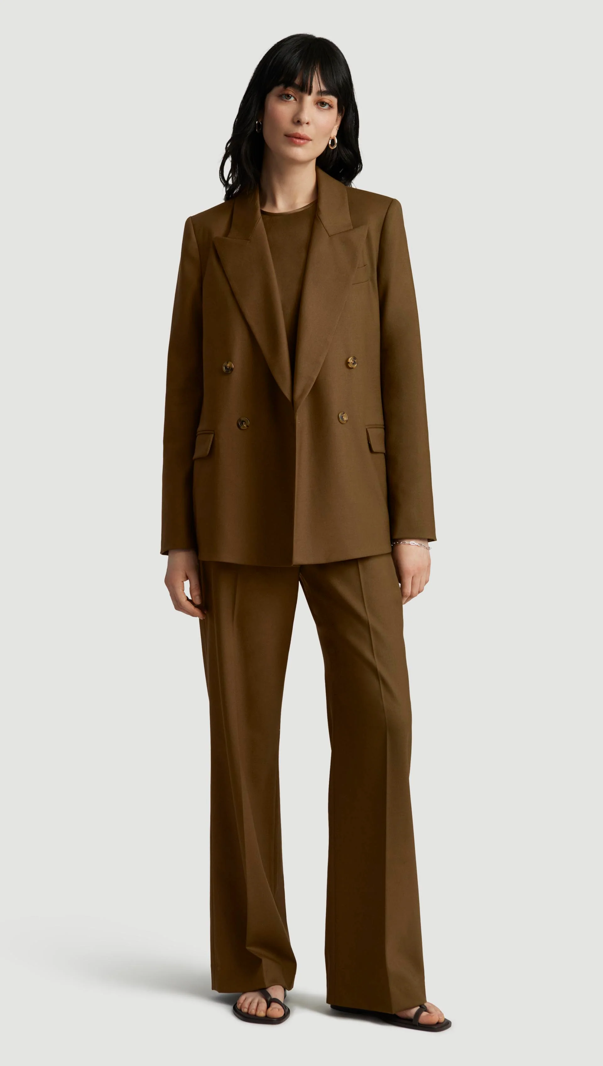 Peak Lapel Blazer in Seasonless Wool | Mushroom - Image 4