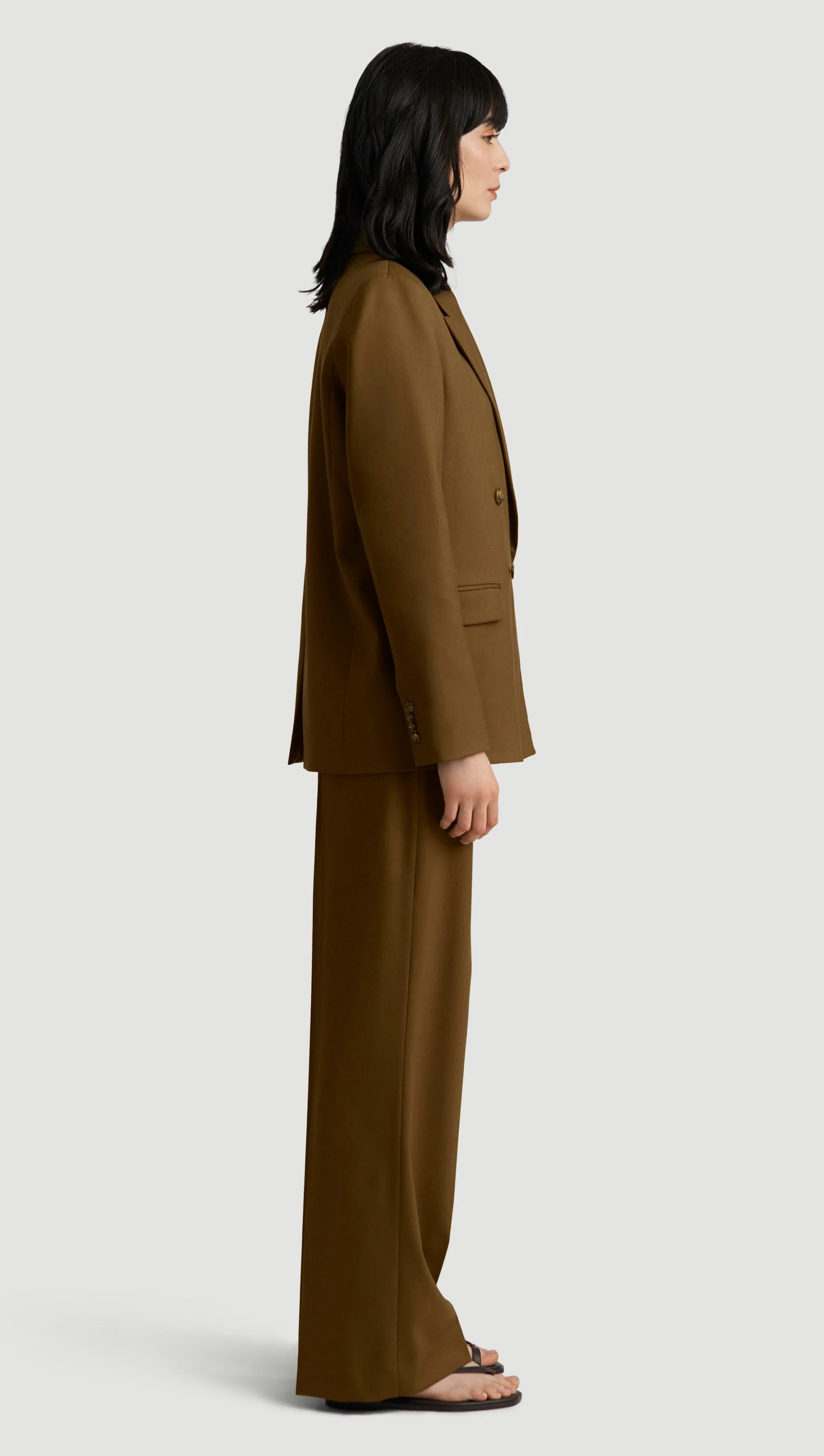 Peak Lapel Blazer in Seasonless Wool | Mushroom - Image 5