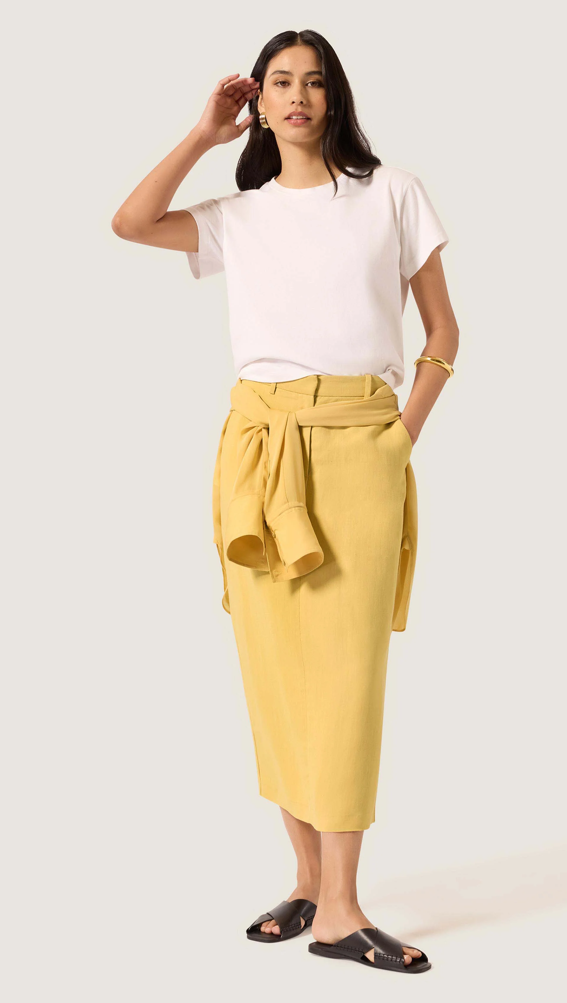 Pencil Skirt in Viscose Linen | Sunflower - Image 3