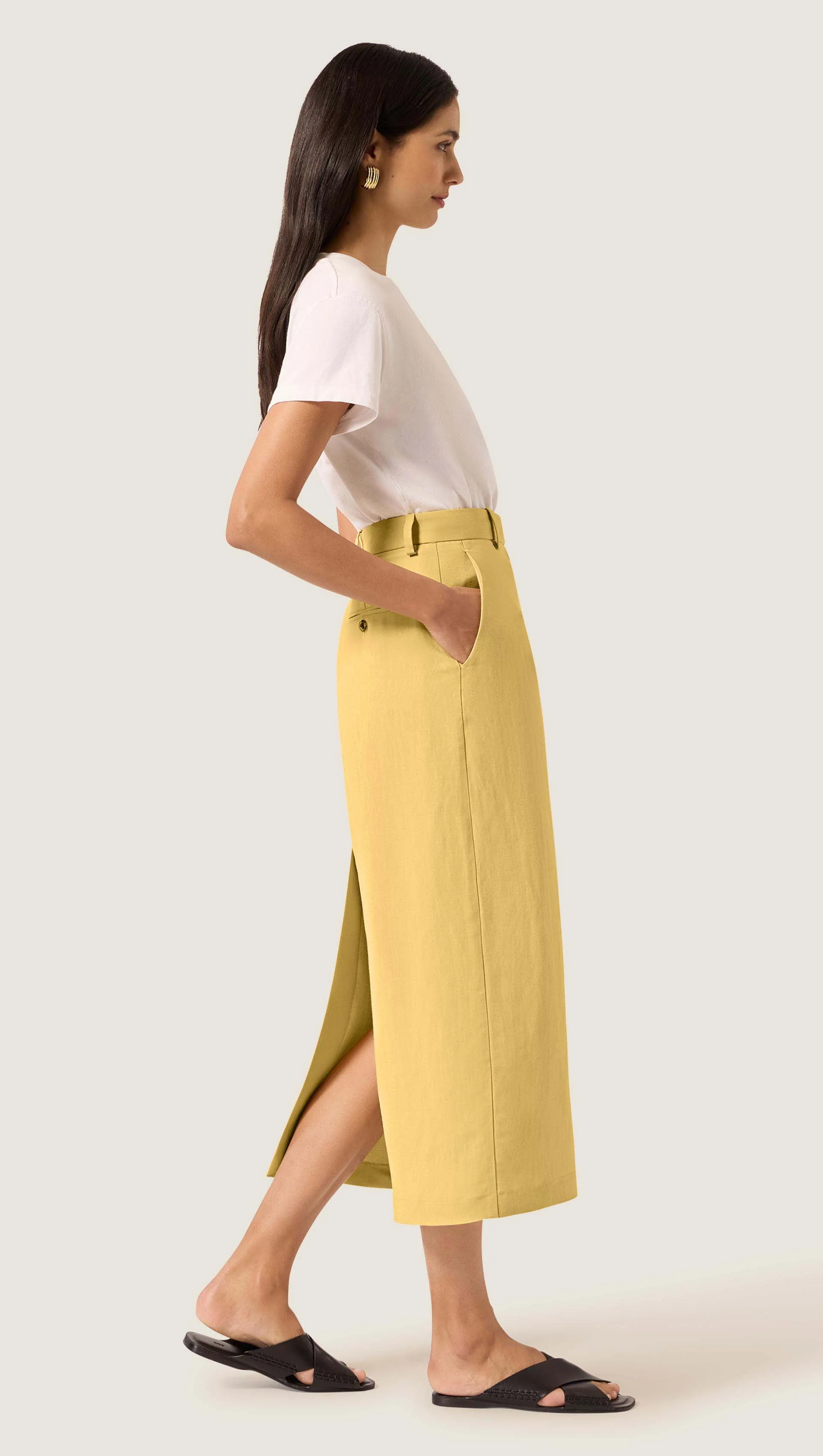 Pencil Skirt in Viscose Linen | Sunflower - Image 4