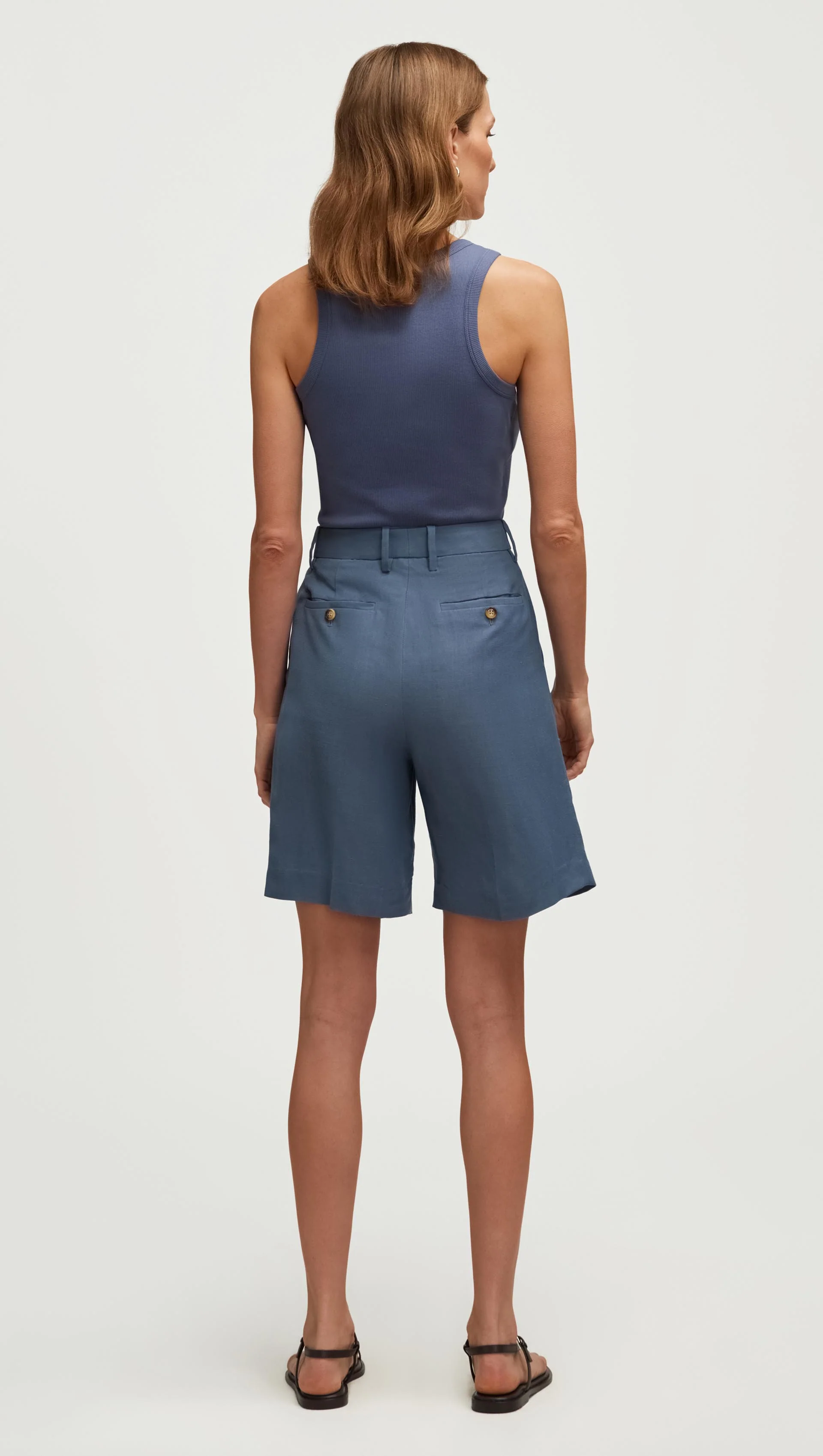 Pleated Shorts in Viscose Linen Twill | Powder Blue - Image 4
