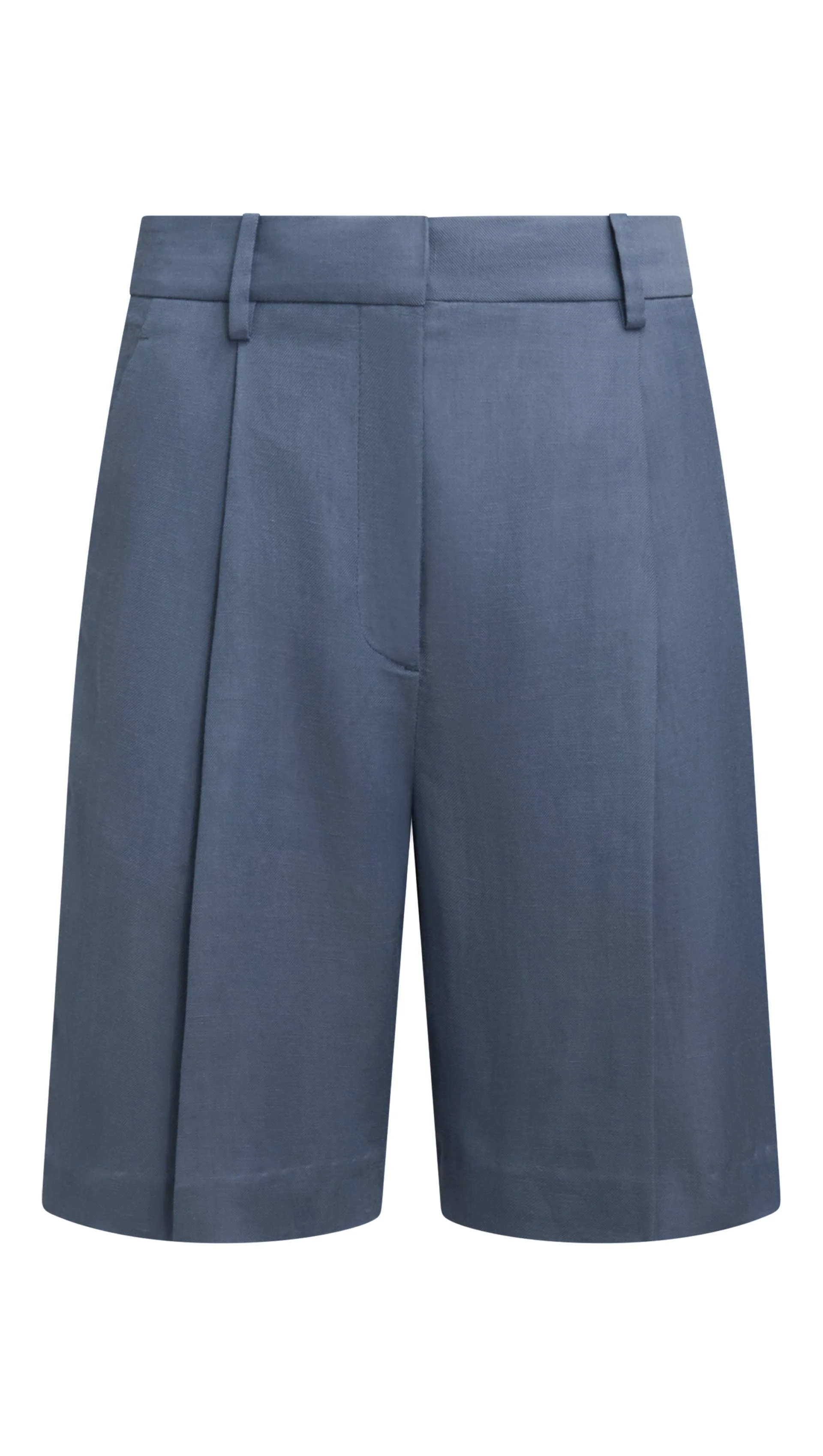 Pleated Shorts in Viscose Linen Twill | Powder Blue - Image 7