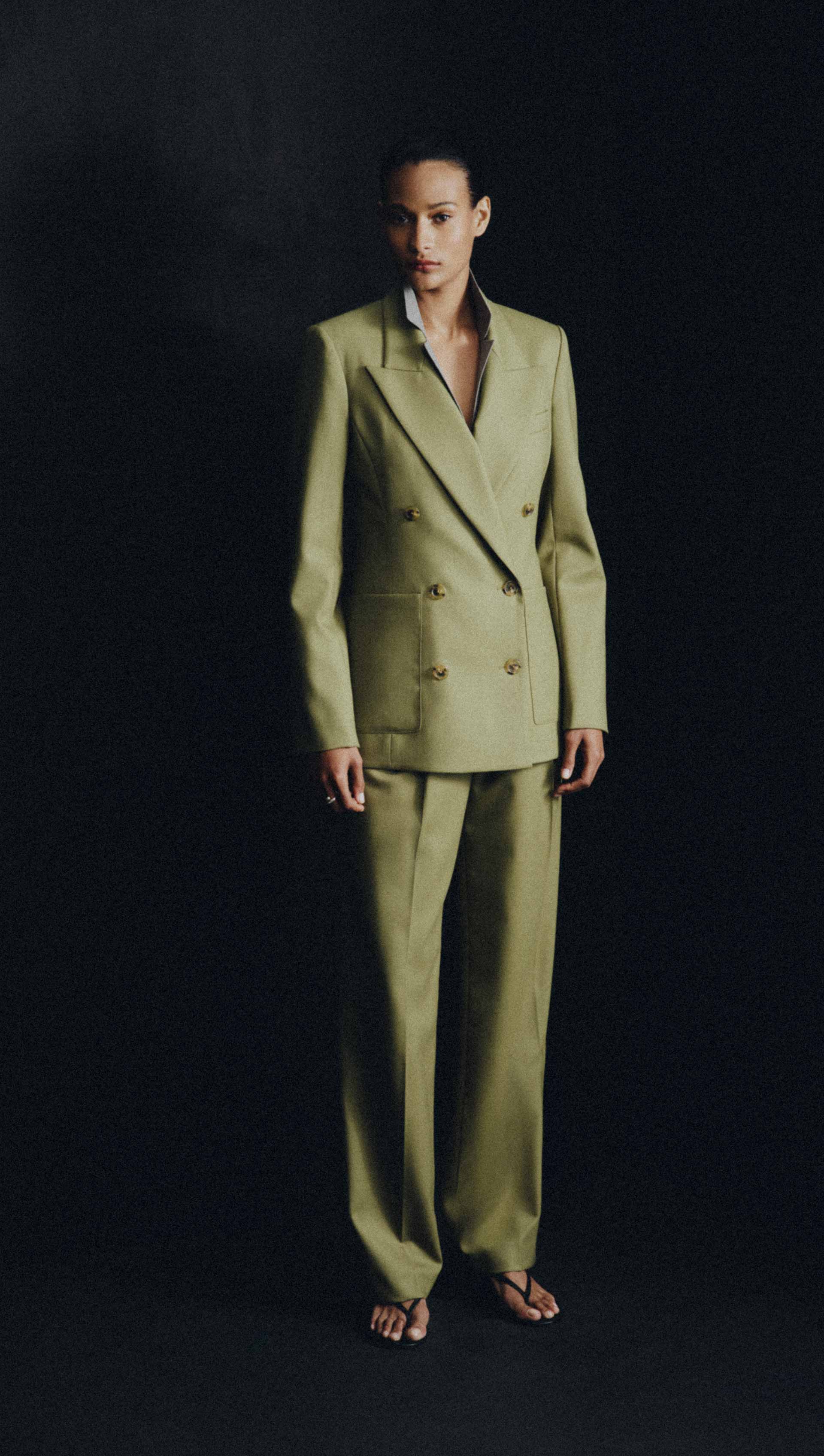 Pleated Tapered Trouser in Seasonless Wool | Pickle - Image 8