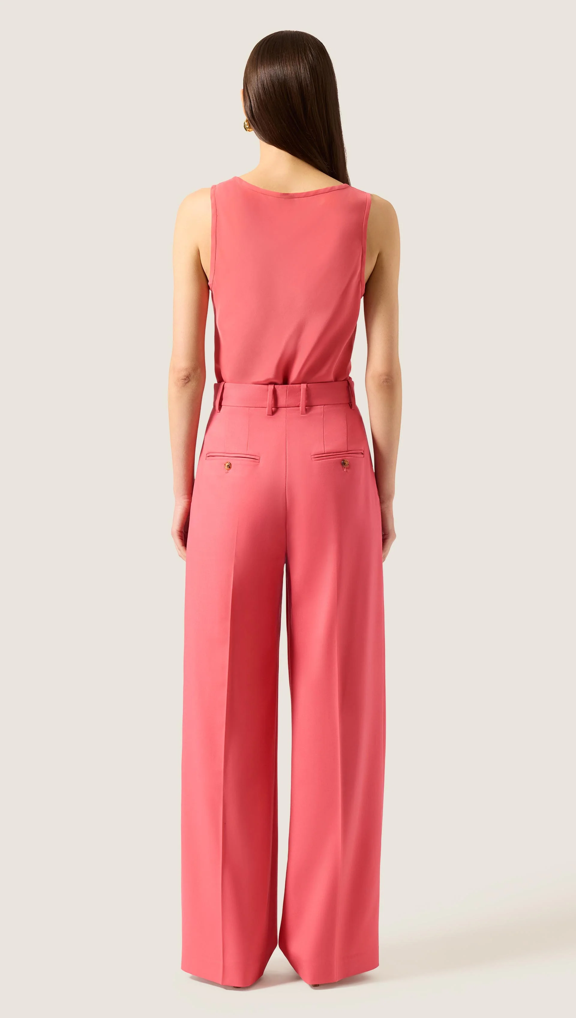 Pleated Trouser in Seasonless Wool | Coral Pink - Image 4