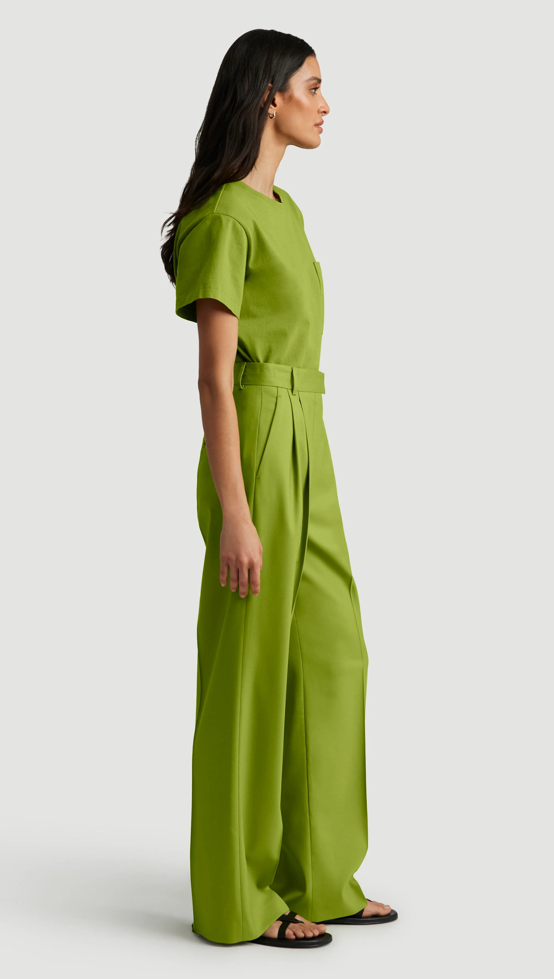 Pleated Trouser in Seasonless Wool | Grass - Image 3