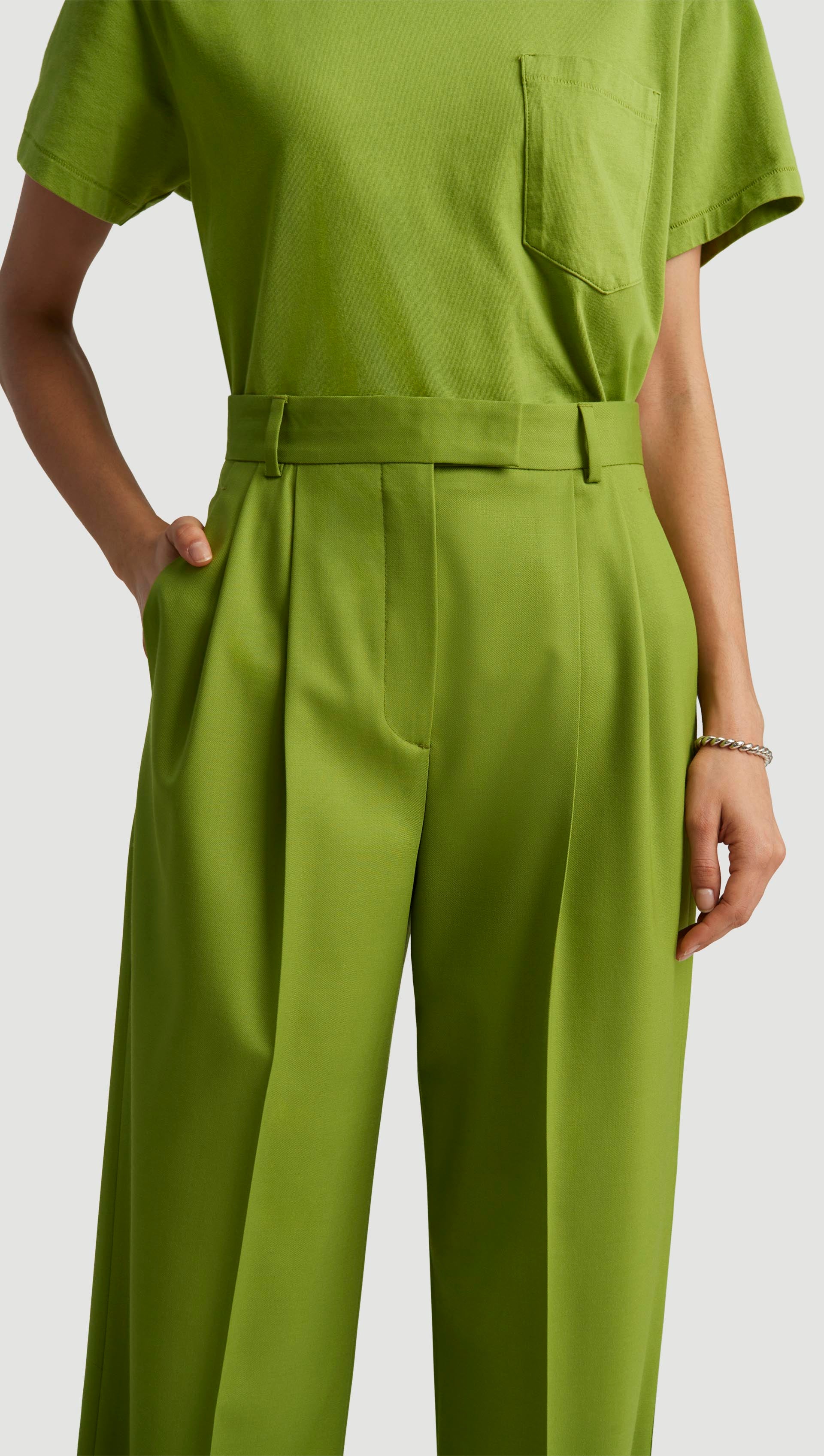 Pleated Trouser in Seasonless Wool | Grass - Image 5