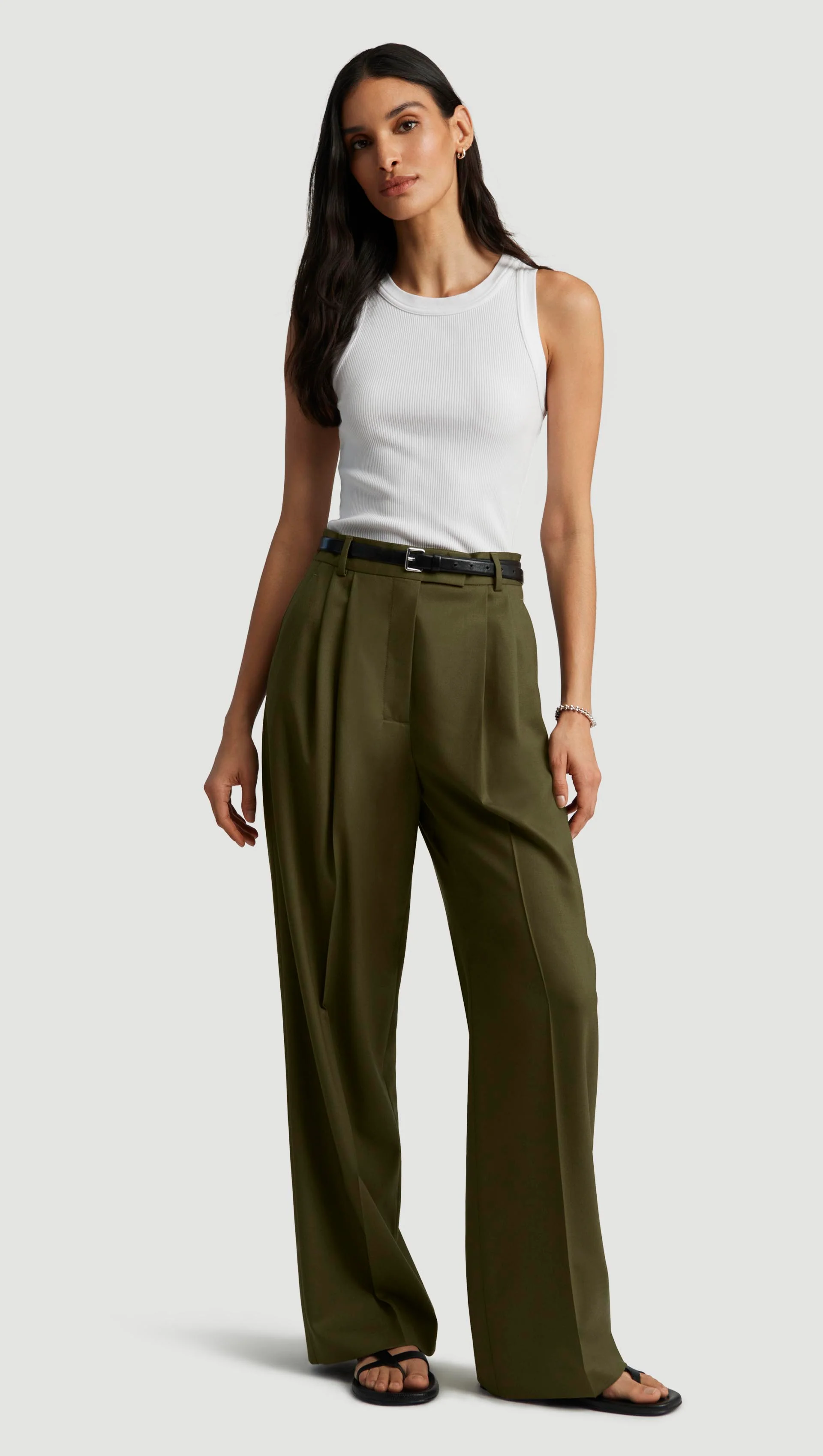 Pleated Trouser in Seasonless Wool | Pine Needle - Image 3