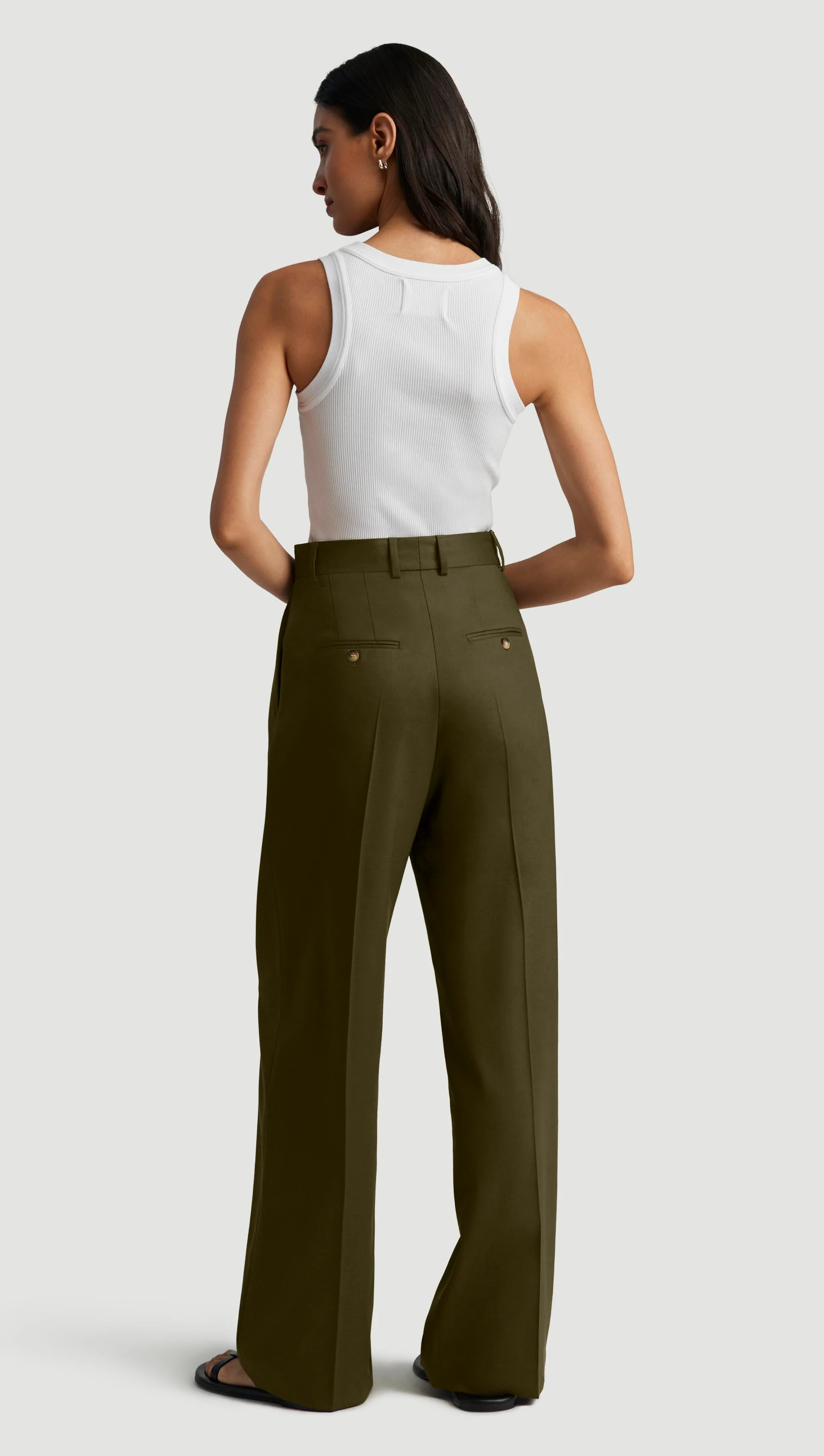 Pleated Trouser in Seasonless Wool | Pine Needle - Image 5