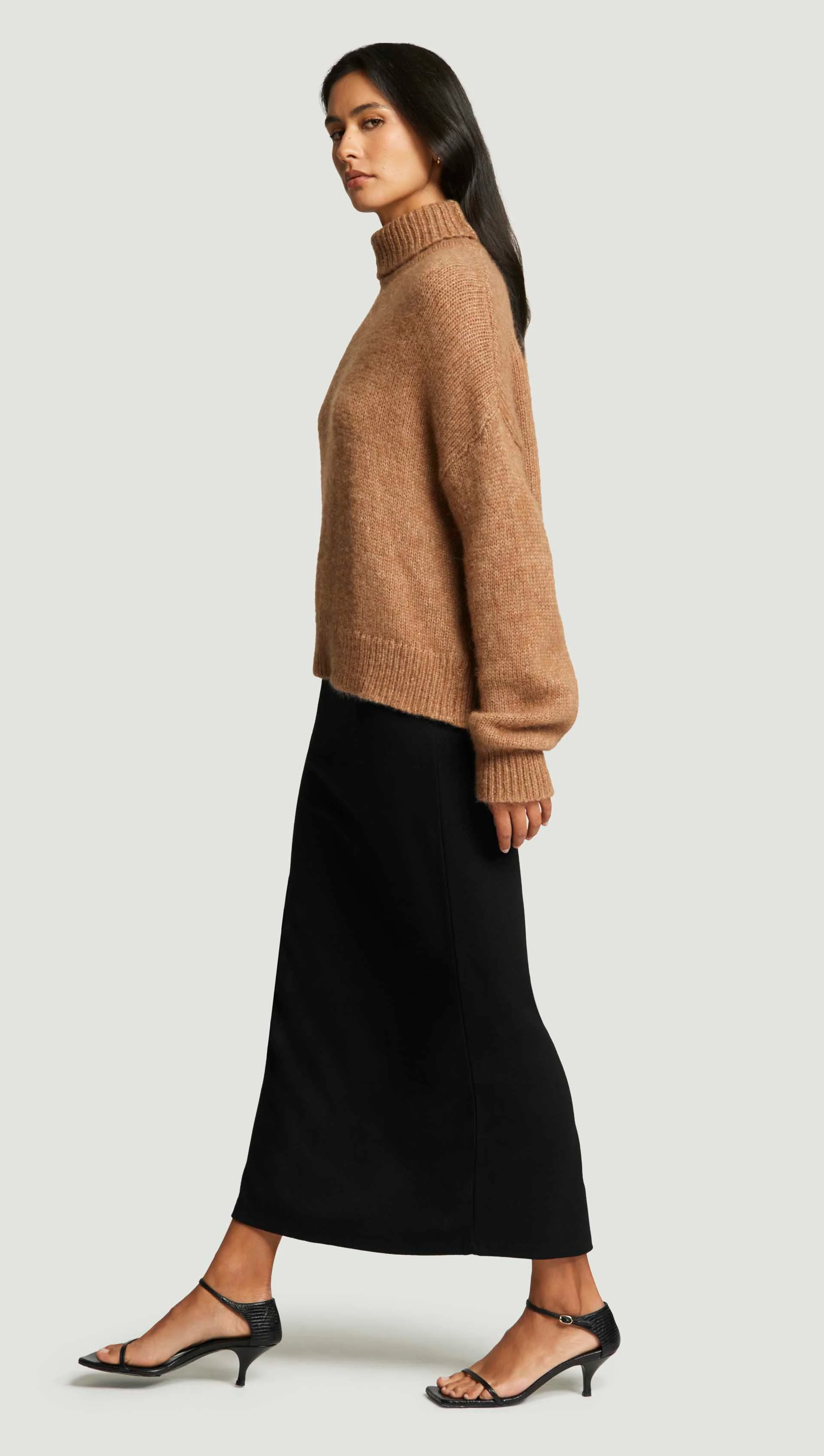 Plush Turtleneck Sweater in Luxe Wool | Camel - Image 4