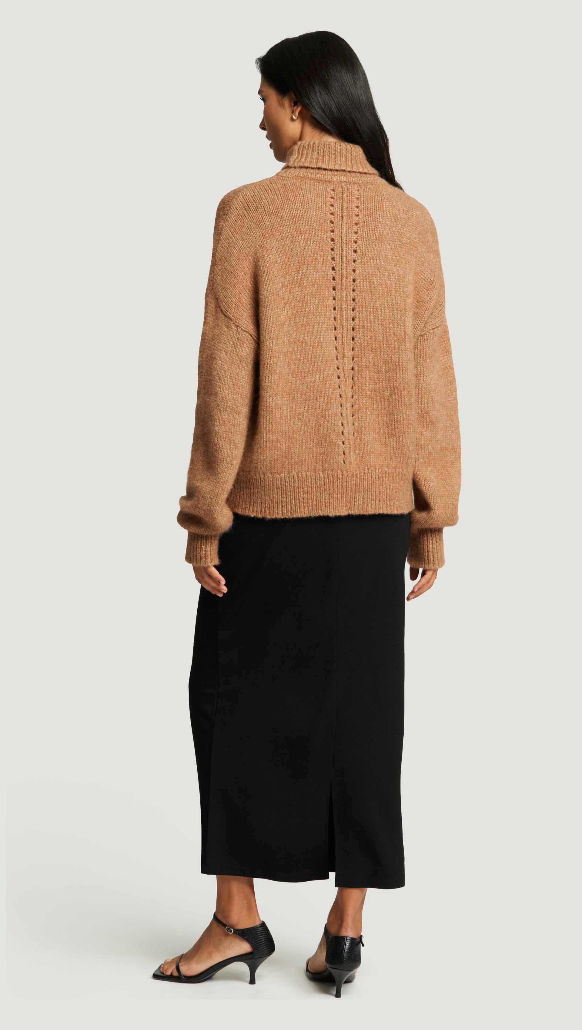 Plush Turtleneck Sweater in Luxe Wool | Camel - Image 5
