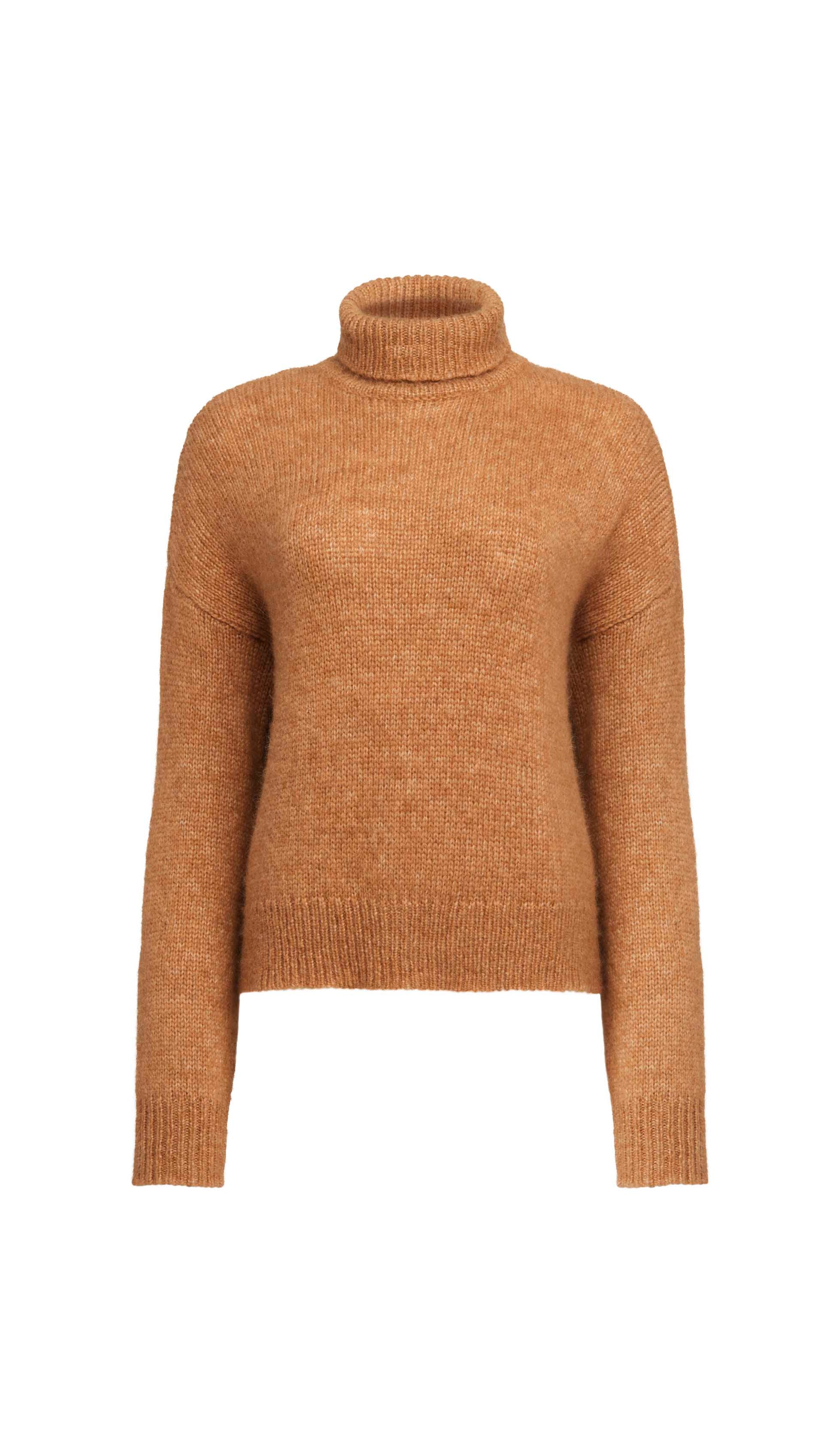 Plush Turtleneck Sweater in Luxe Wool | Camel - Image 7