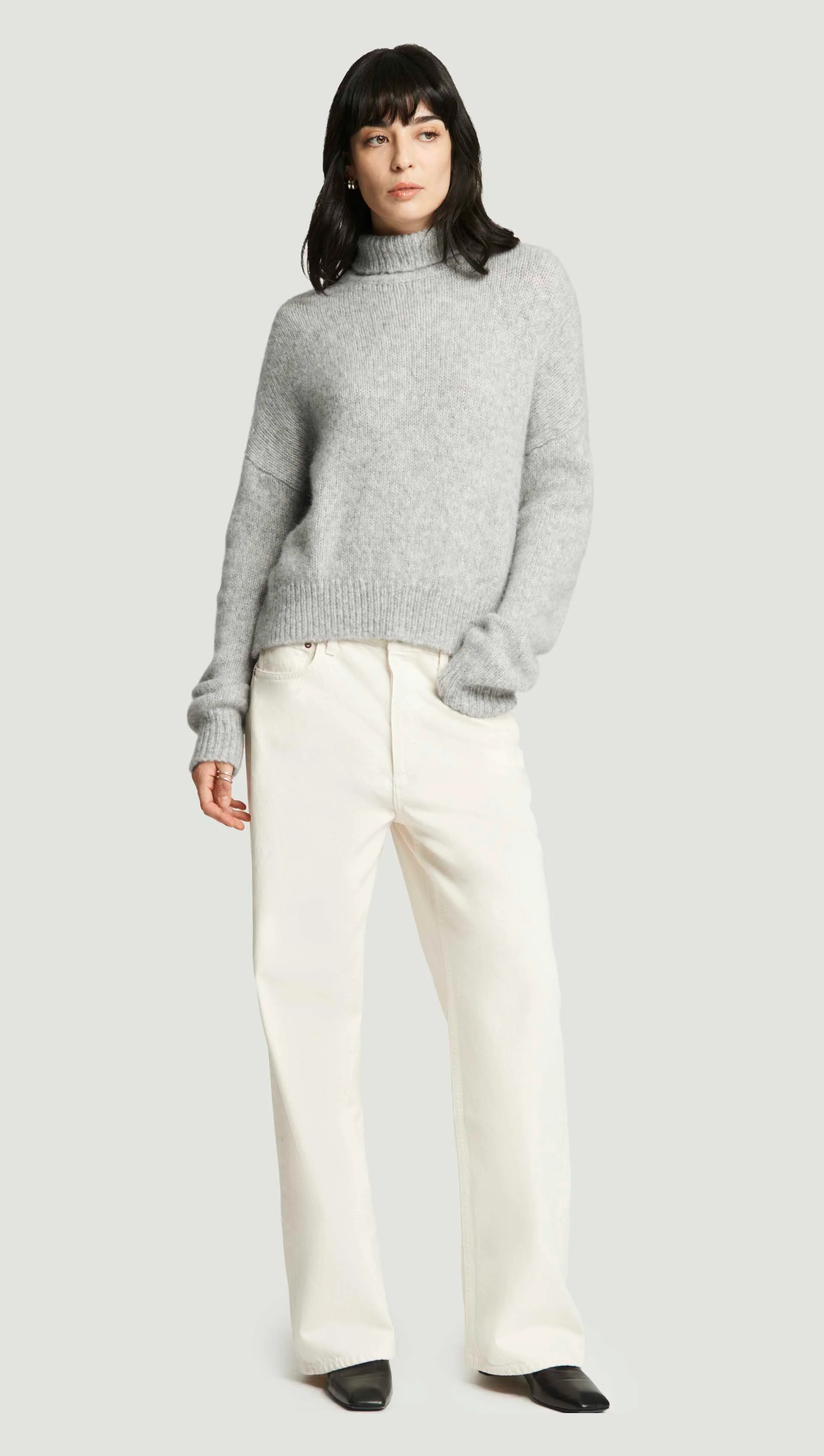 Plush Turtleneck Sweater in Luxe Wool | Heather Grey - Image 3