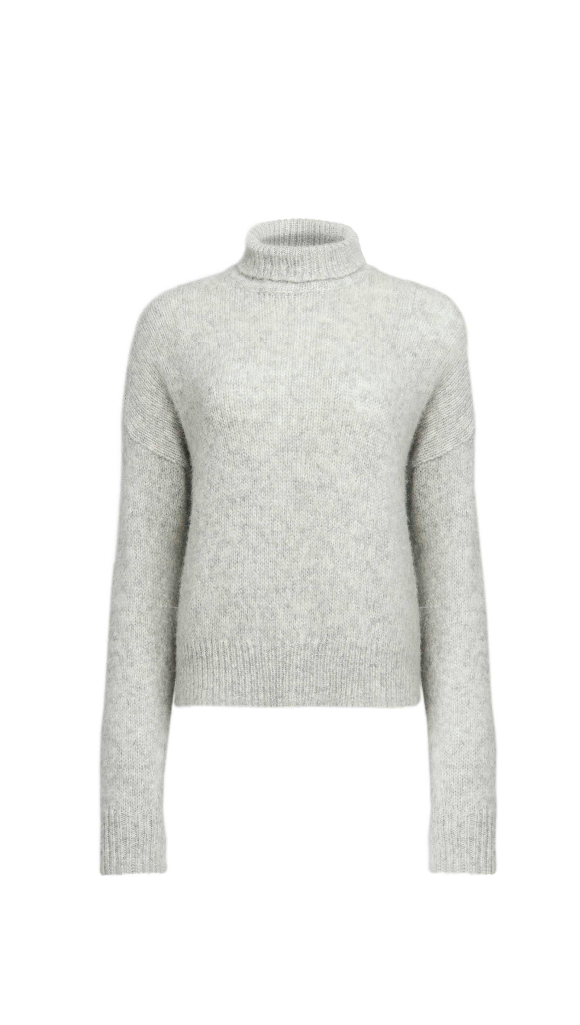 Plush Turtleneck Sweater in Luxe Wool | Heather Grey - Image 9