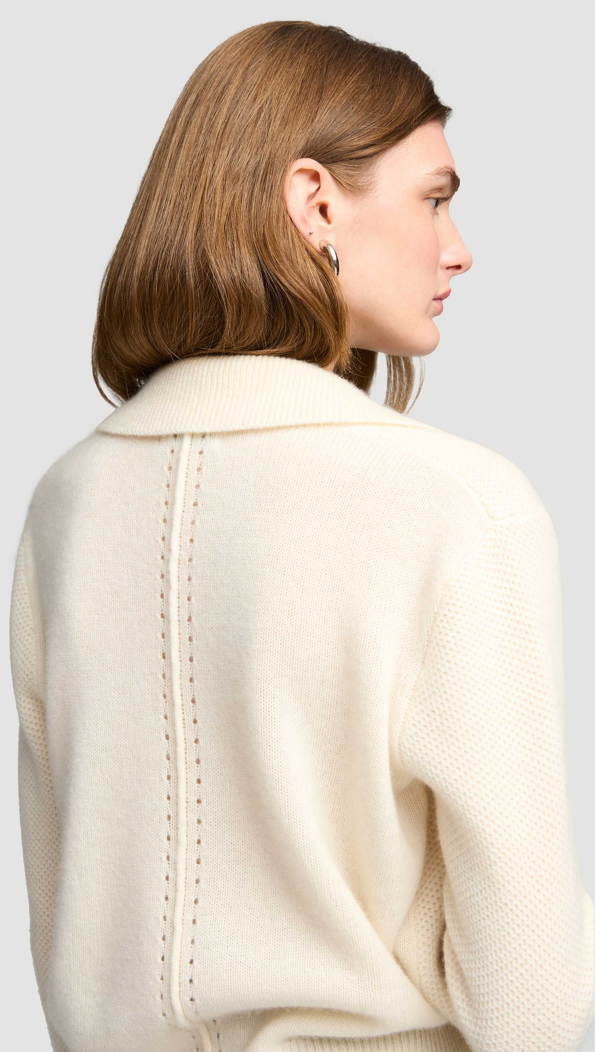 Polo Sweater in Wool Cashmere | Cream - Image 5