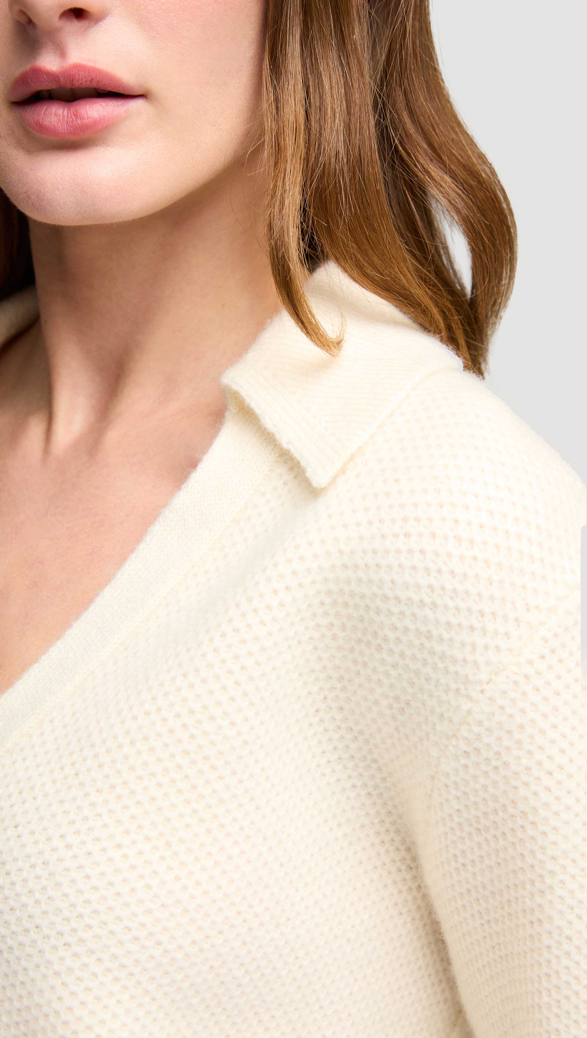 Polo Sweater in Wool Cashmere | Cream - Image 6