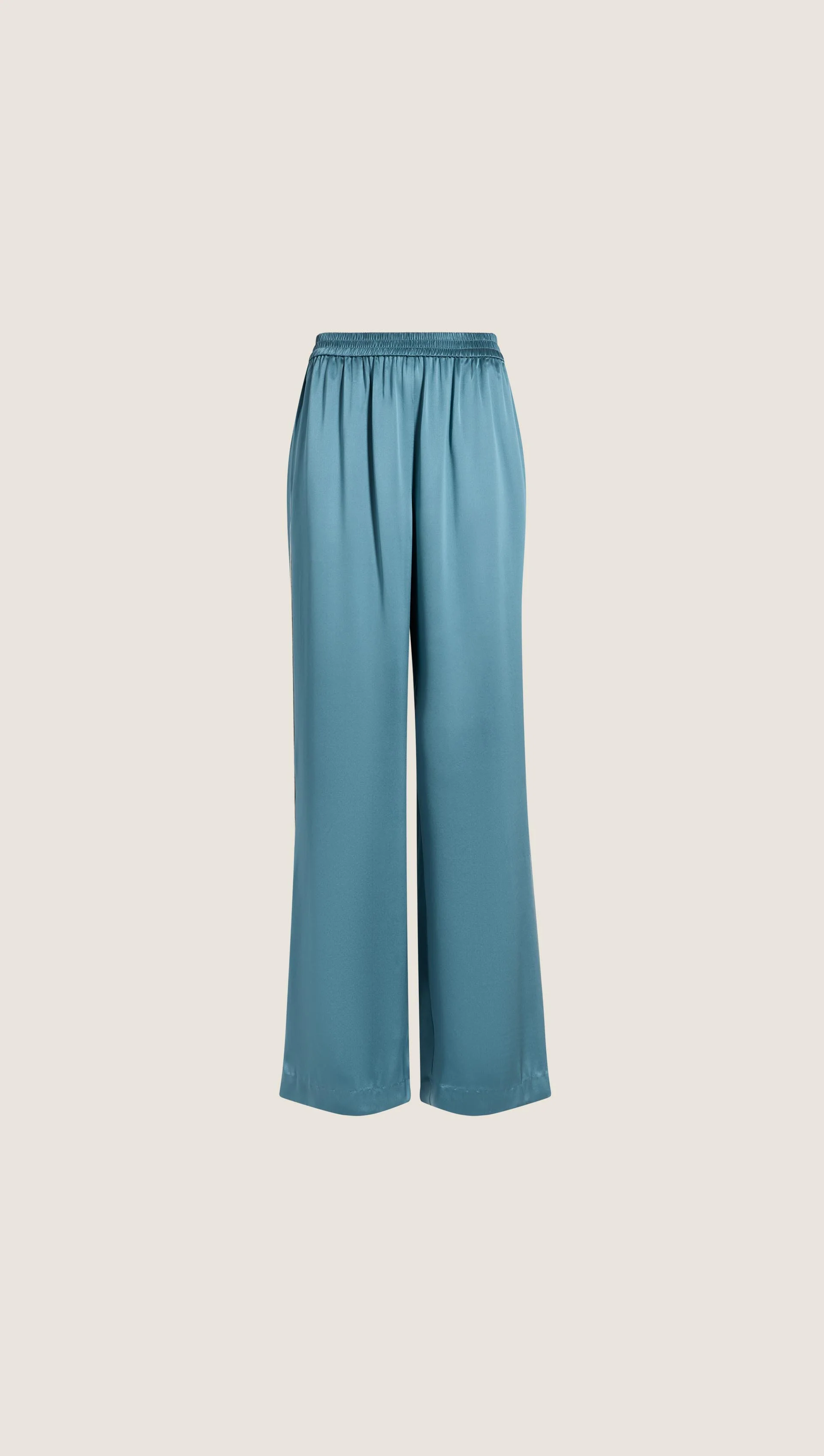 Pull-Up Pant in Silk Charmeuse w/Piping Detail | Steel Blue - Image 7