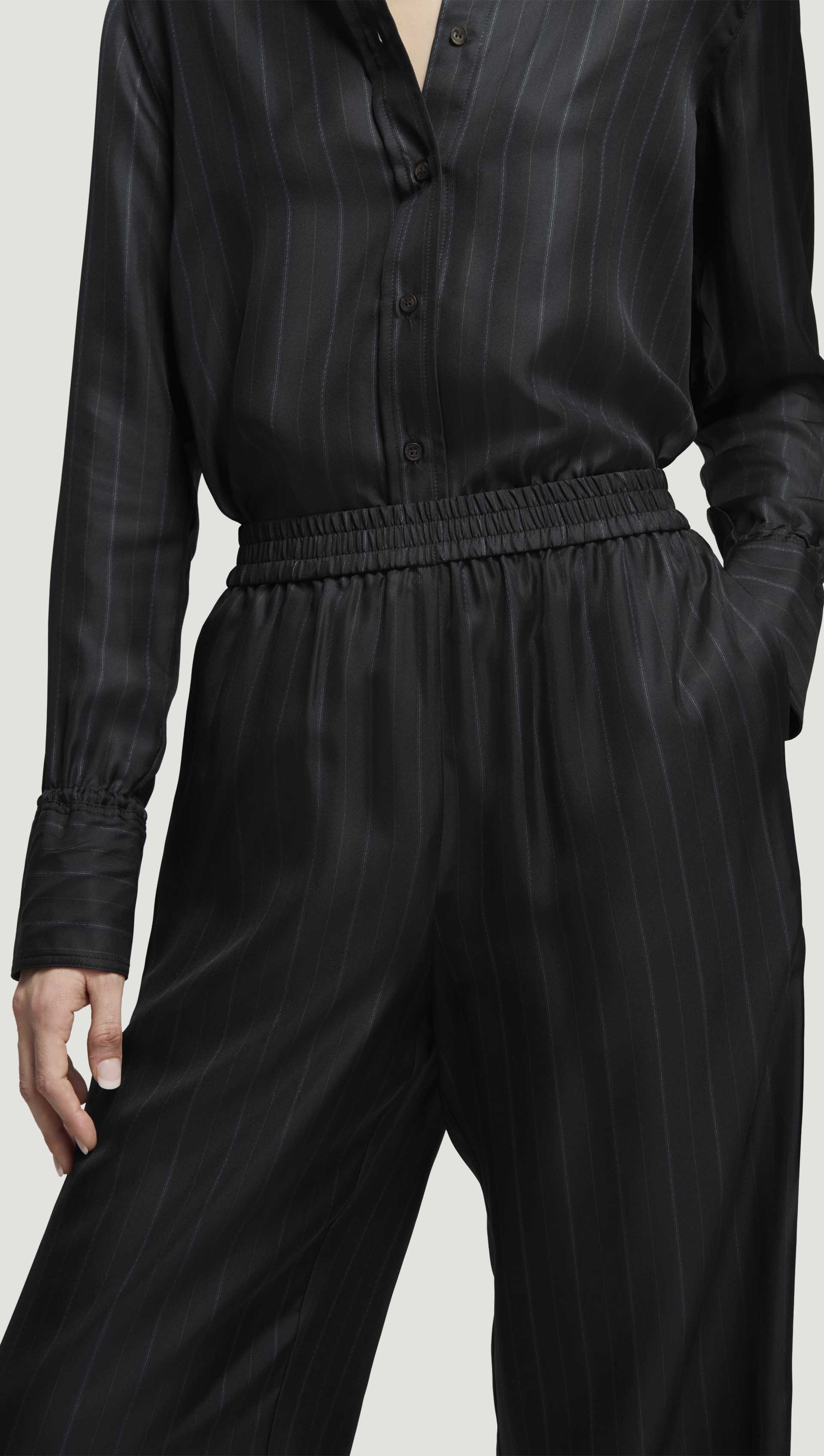 Pull-Up Pant in Silk Twill | Midnight Stripe - Image 2