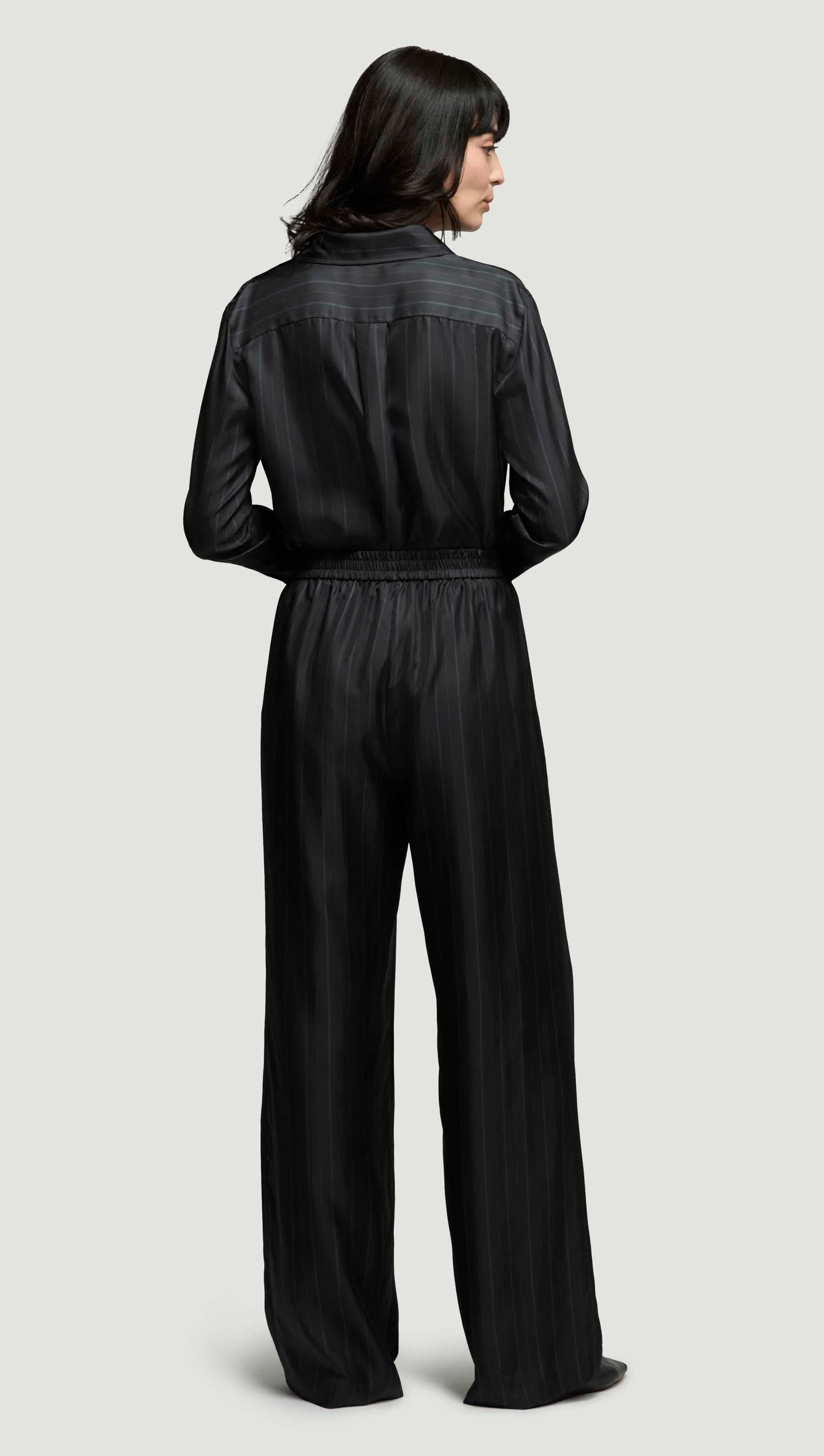 Pull-Up Pant in Silk Twill | Midnight Stripe - Image 6
