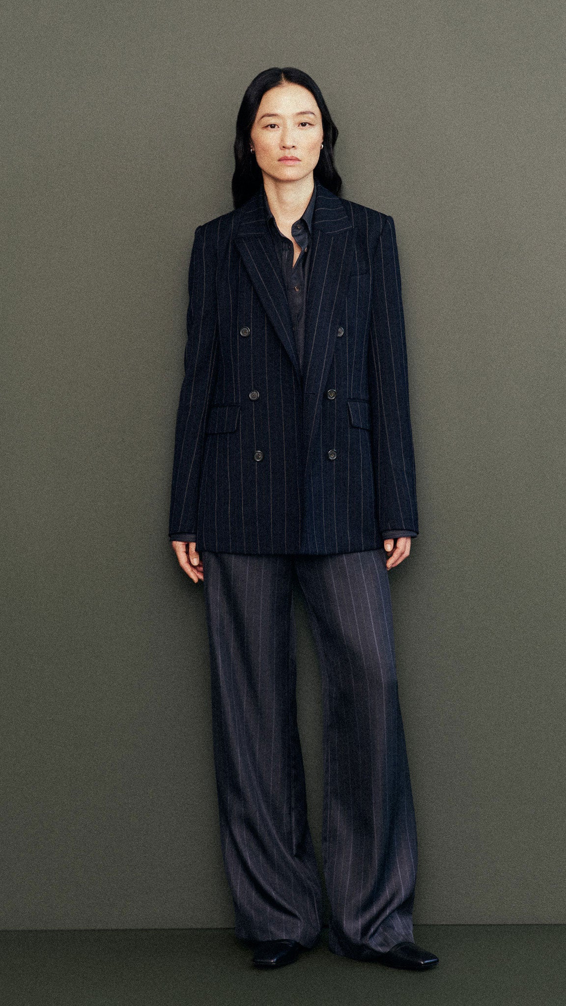 Pull-Up Pant in Silk Twill | Midnight Stripe - Image 8