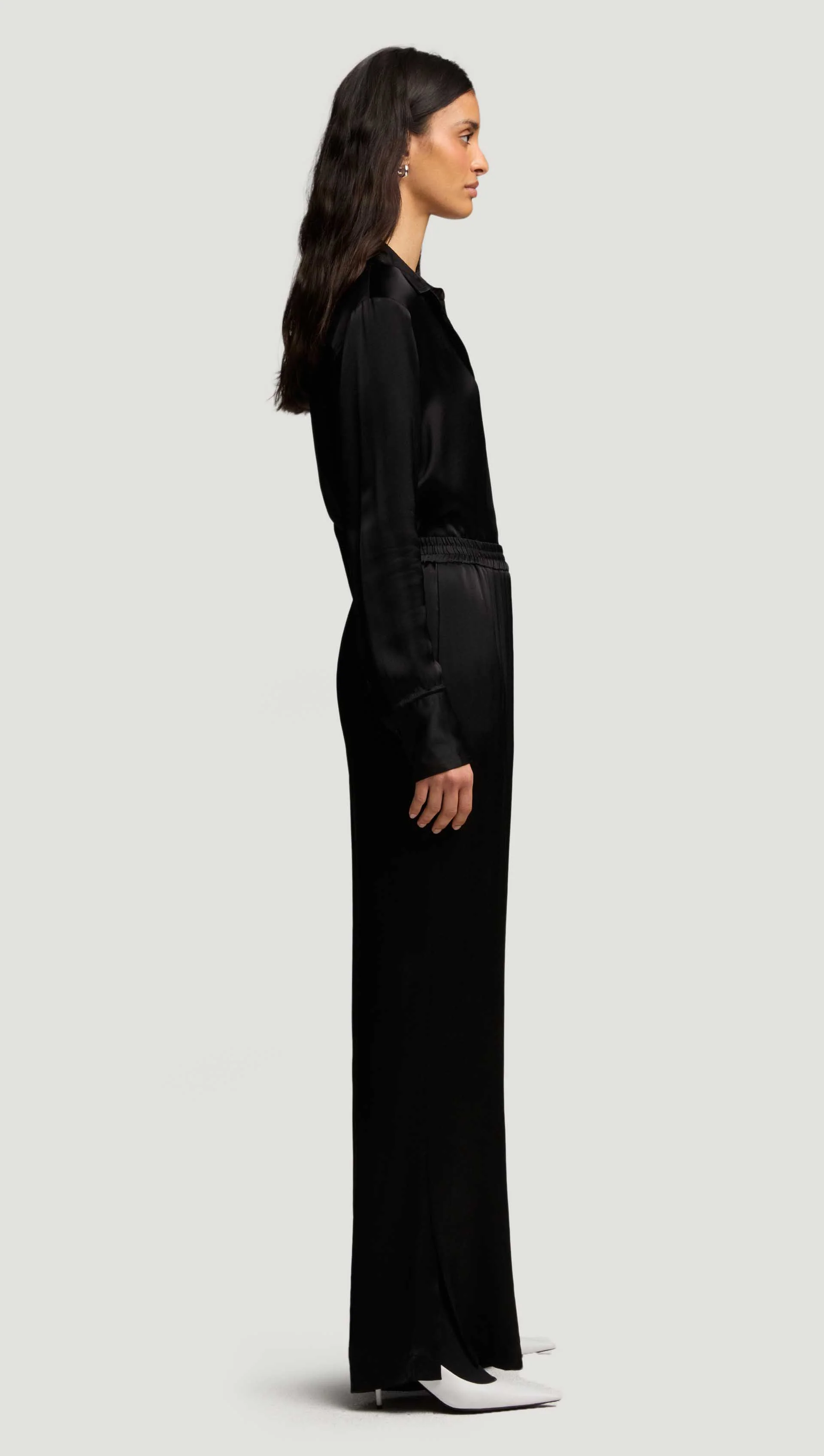 Pull-Up Pant in Viscose Satin | Black - Image 2
