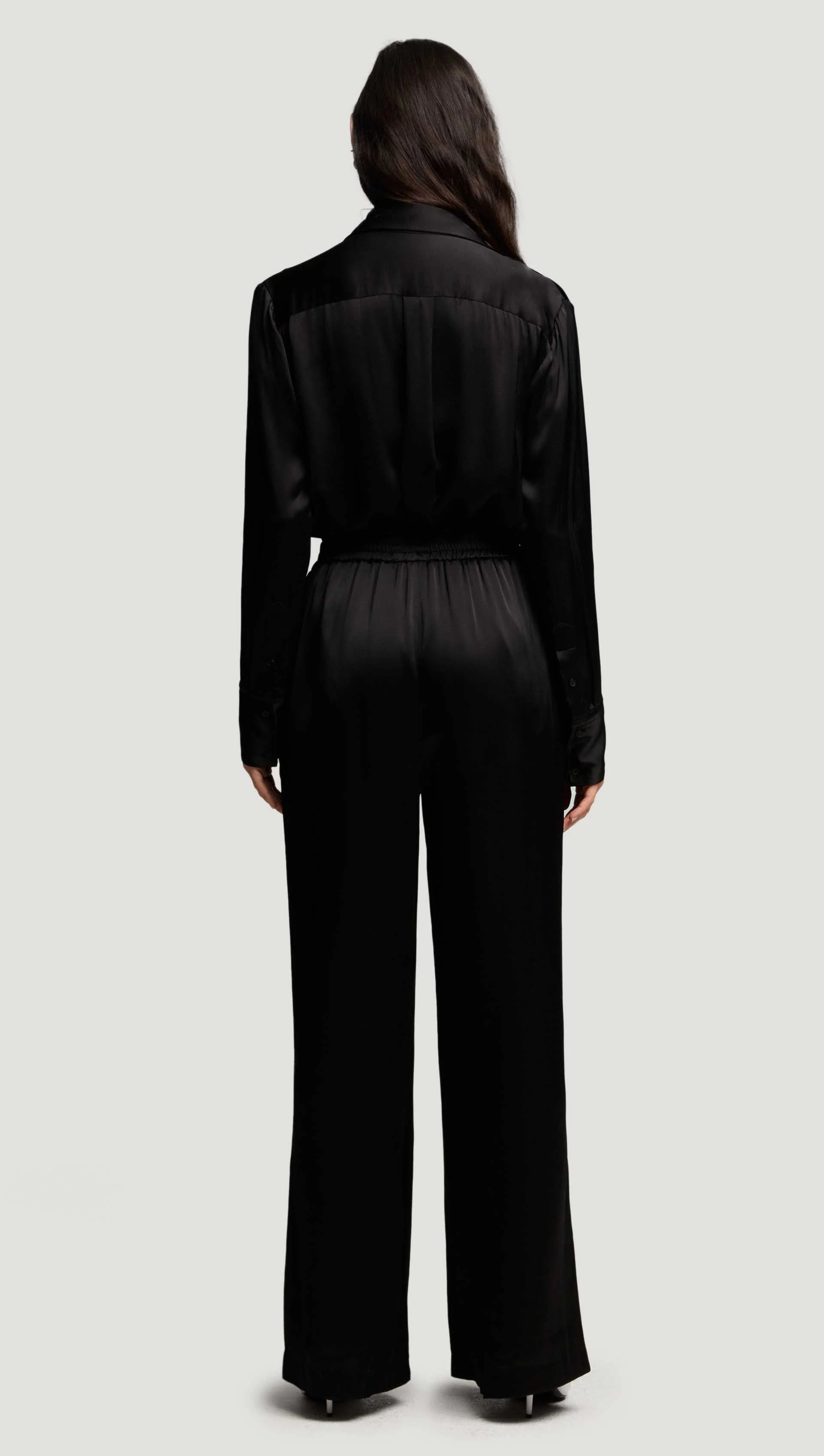 Pull-Up Pant in Viscose Satin | Black - Image 4