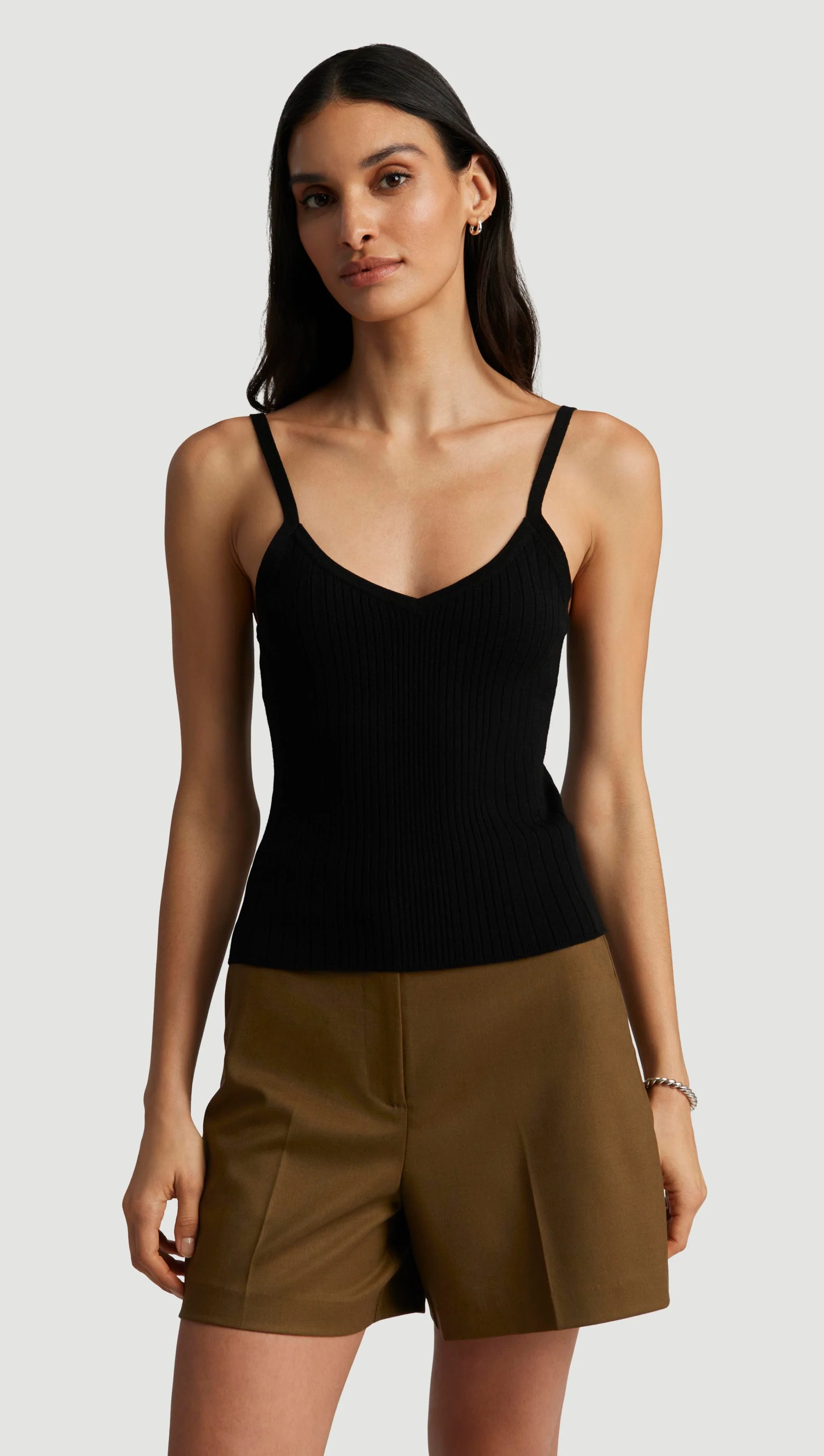 Ribbed Cami in Viscose Polyester | Black