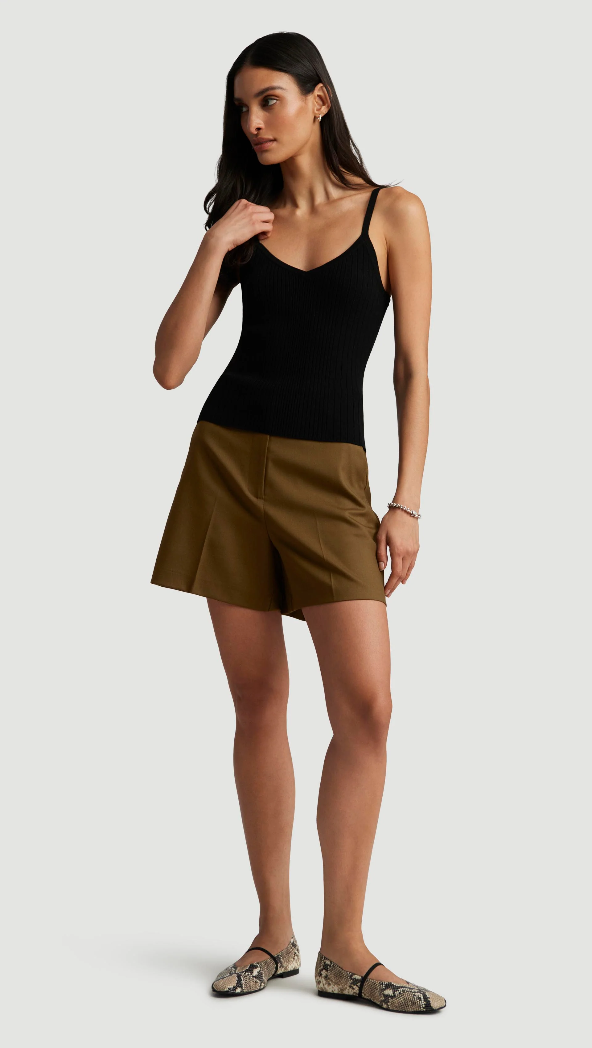 Ribbed Cami in Viscose Polyester | Black - Image 4