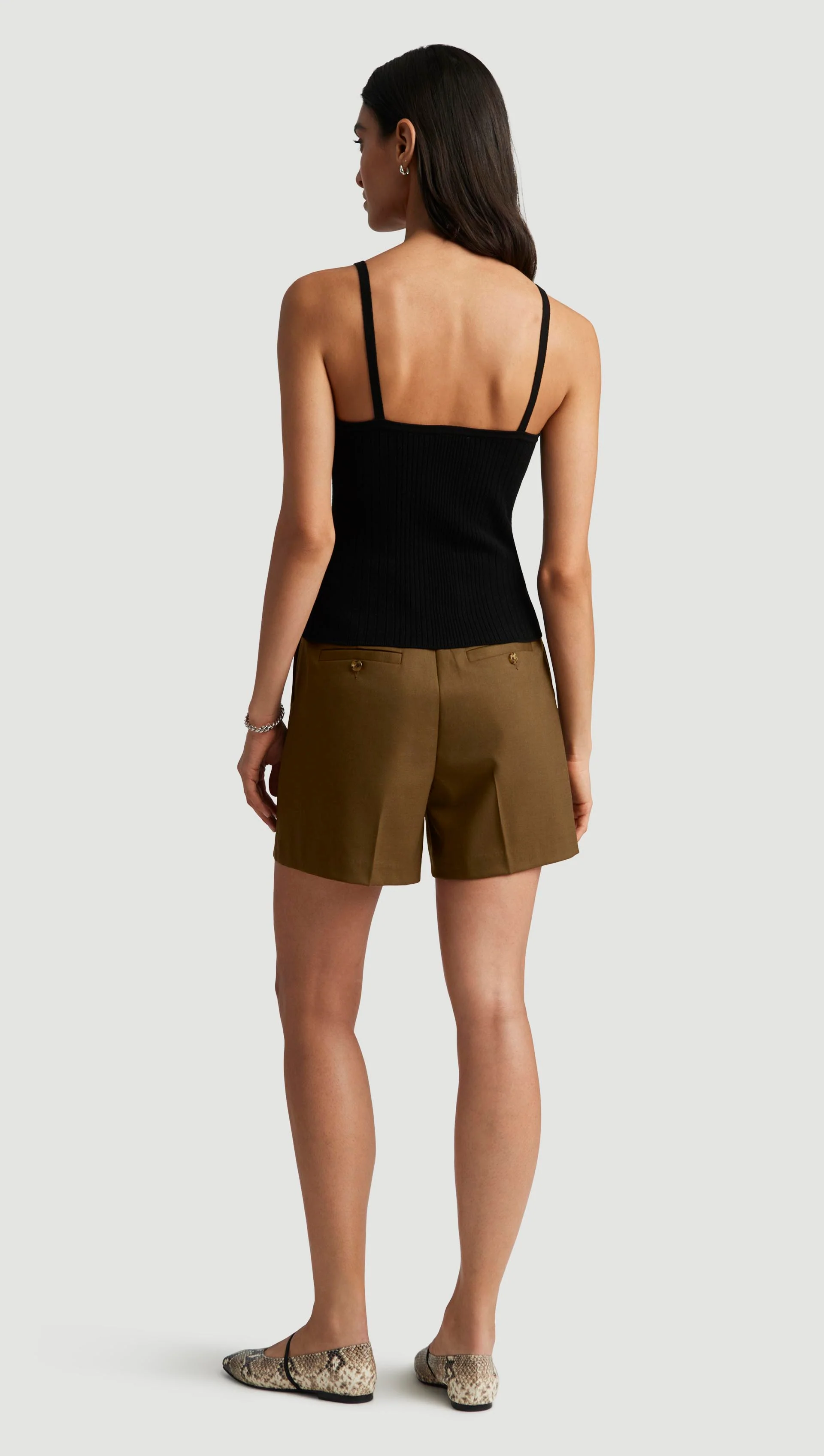Ribbed Cami in Viscose Polyester | Black - Image 5