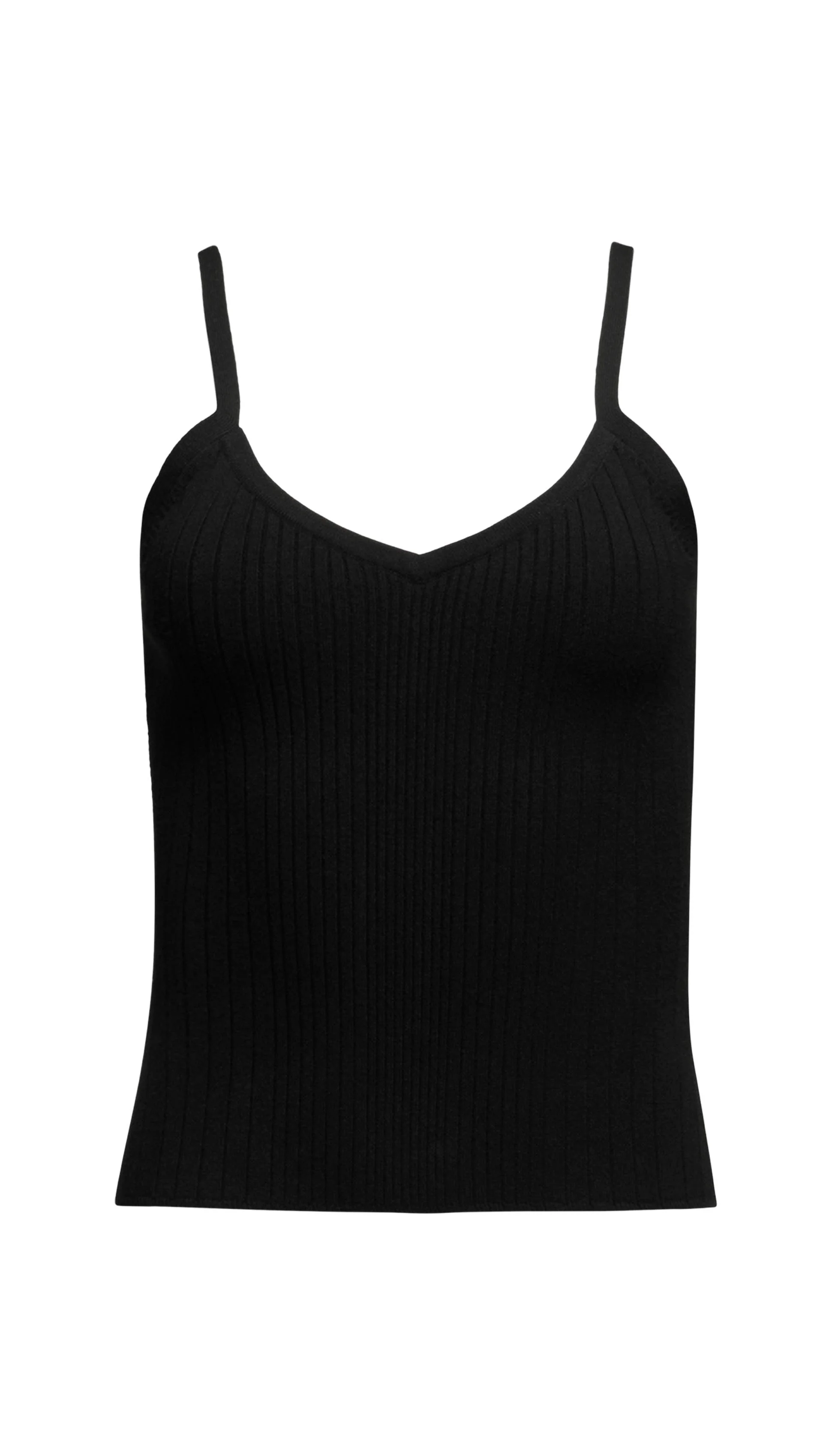 Ribbed Cami in Viscose Polyester | Black - Image 6