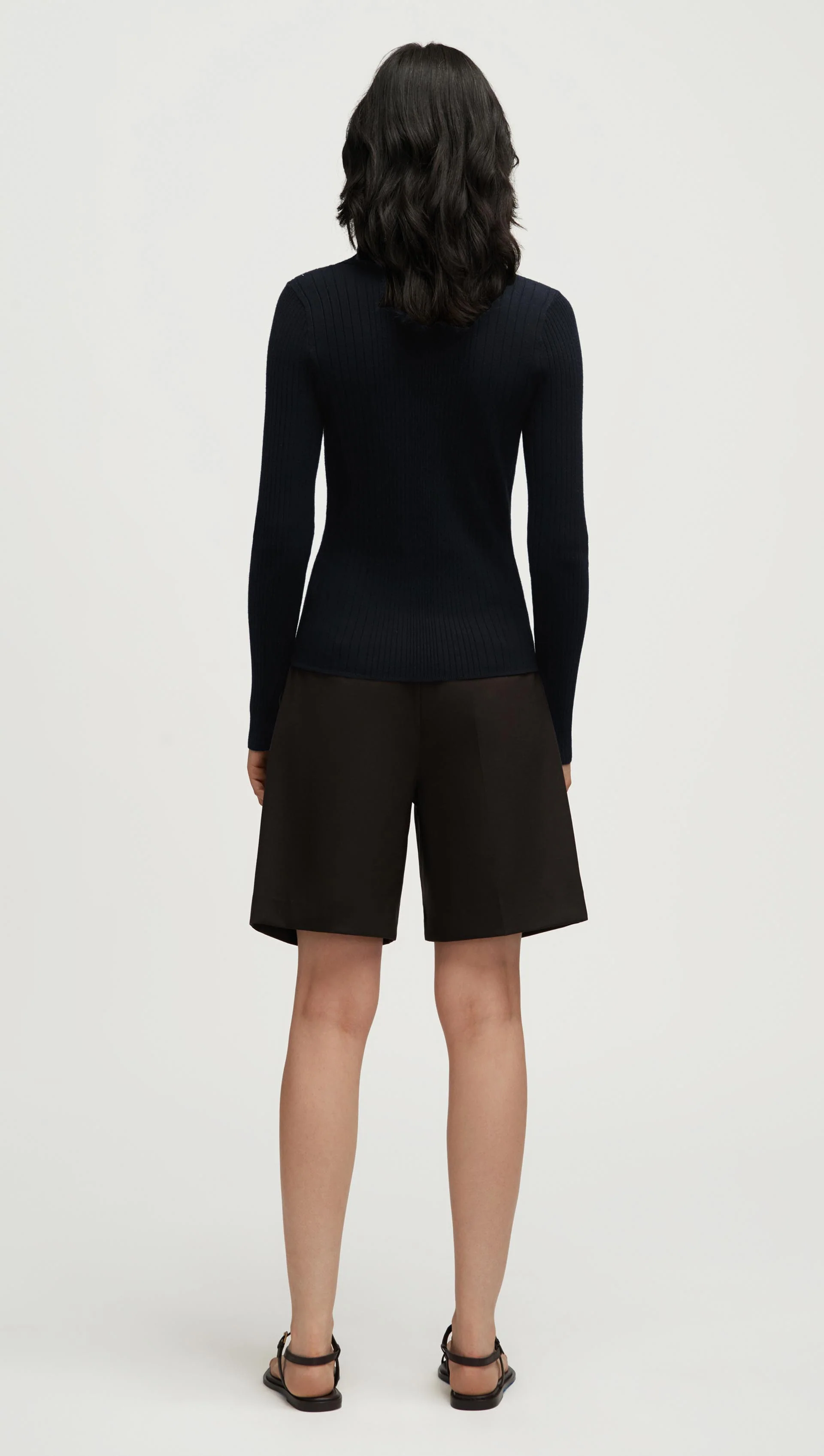 Ribbed Collar Sweater in Viscose Polyester | Black - Image 5