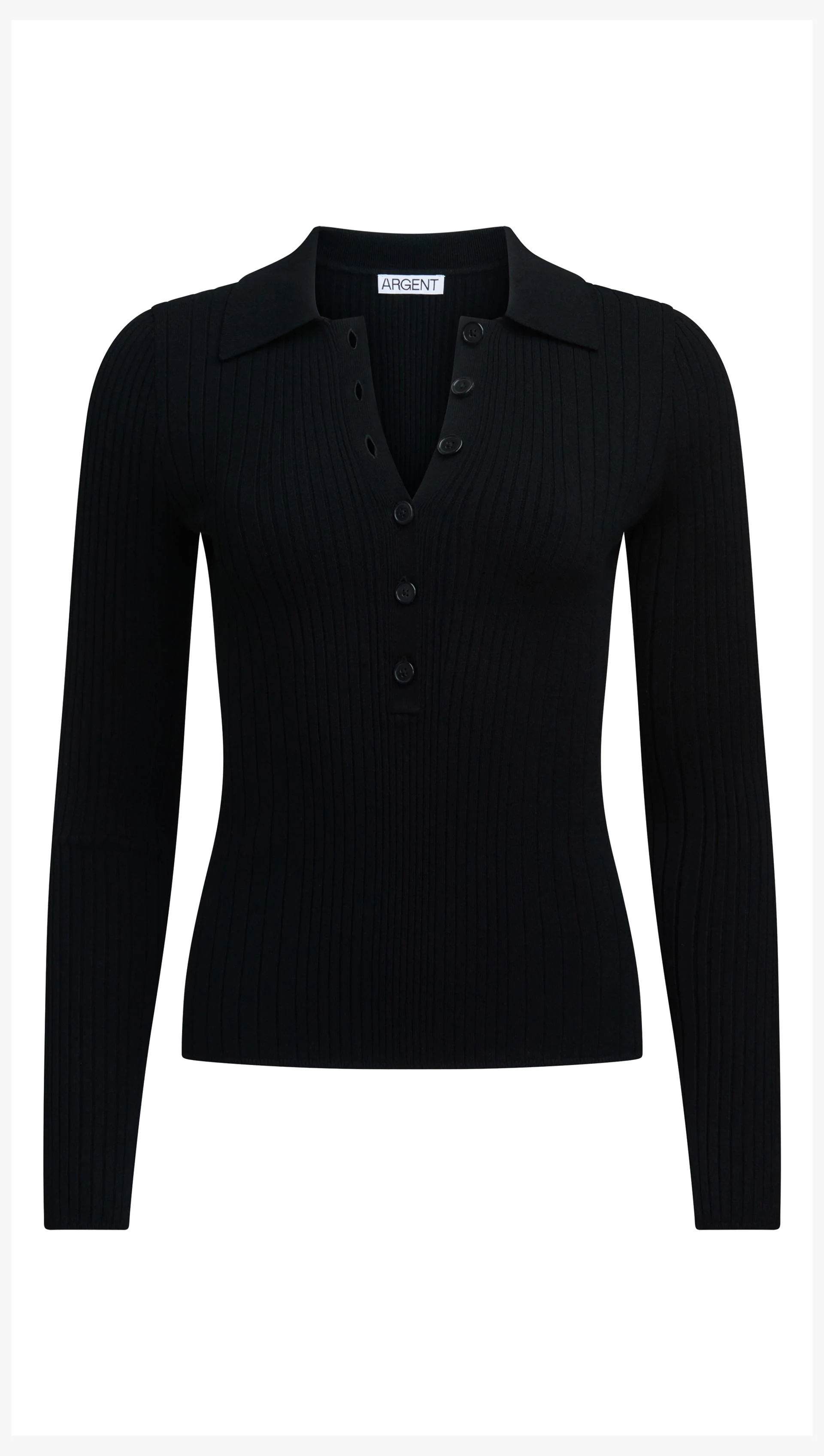 Ribbed Collar Sweater in Viscose Polyester | Black - Image 6