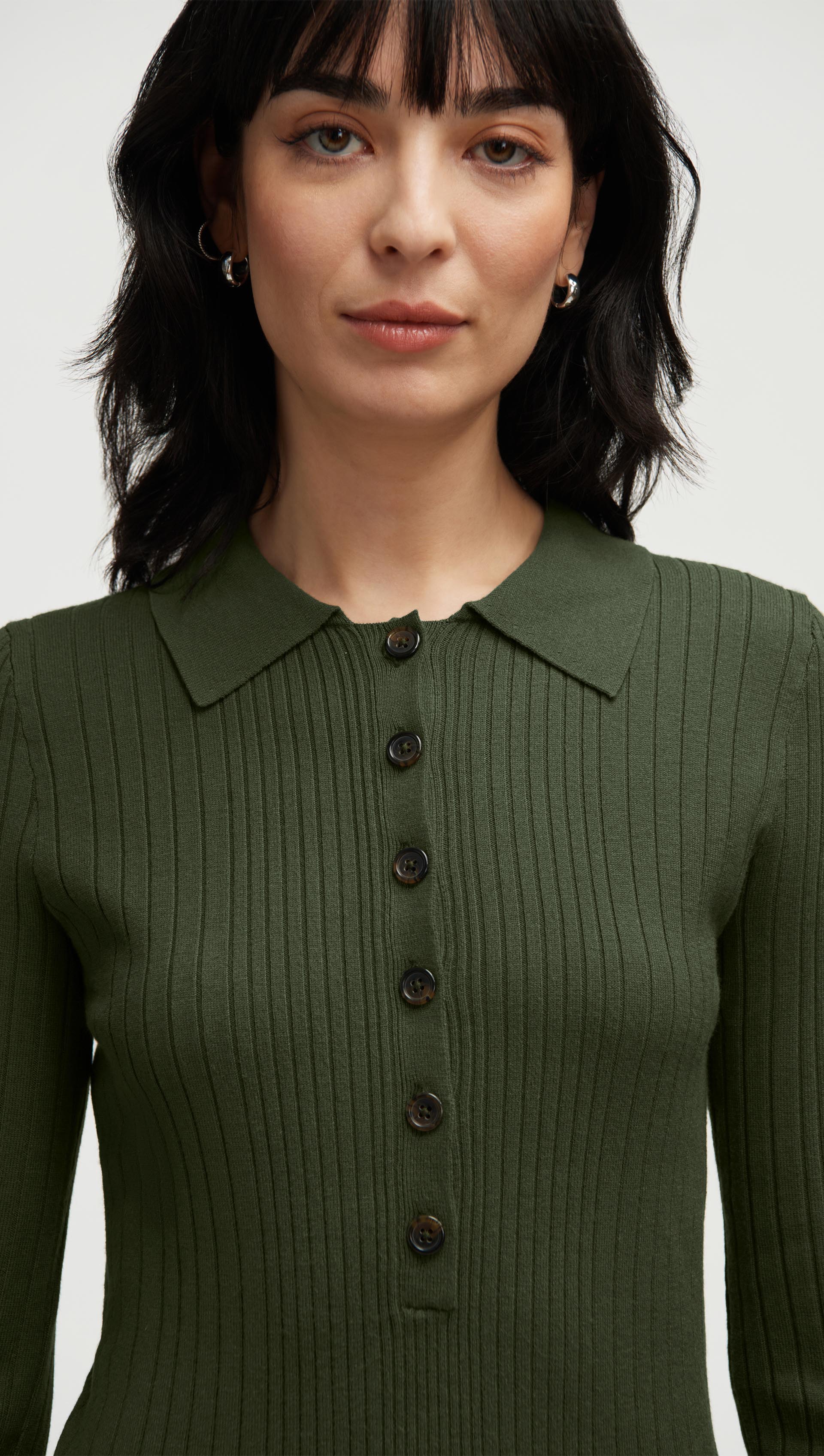 Ribbed Collar Sweater in Viscose Polyester | Mushroom - Image 2