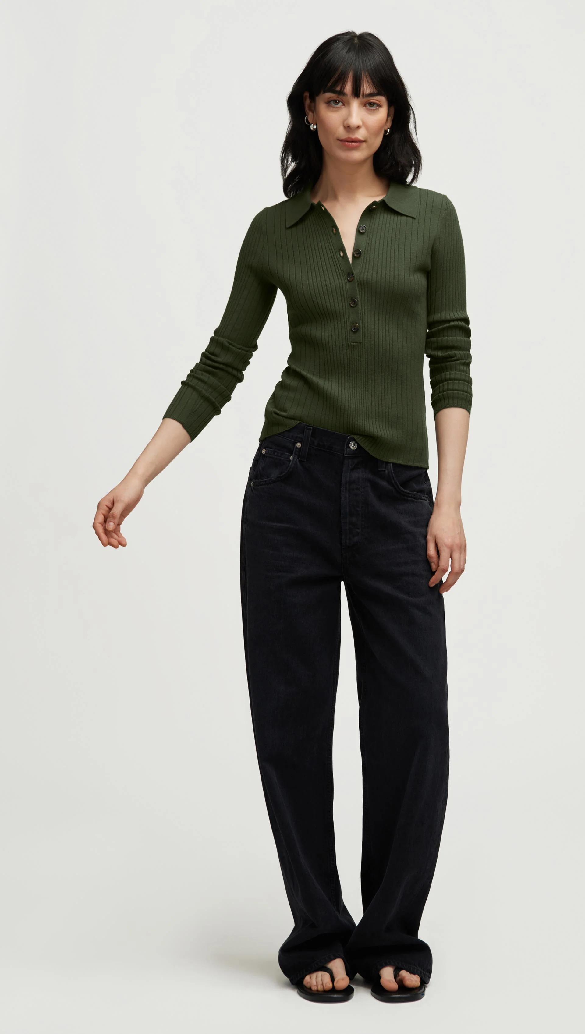 Ribbed Collar Sweater in Viscose Polyester | Mushroom - Image 3