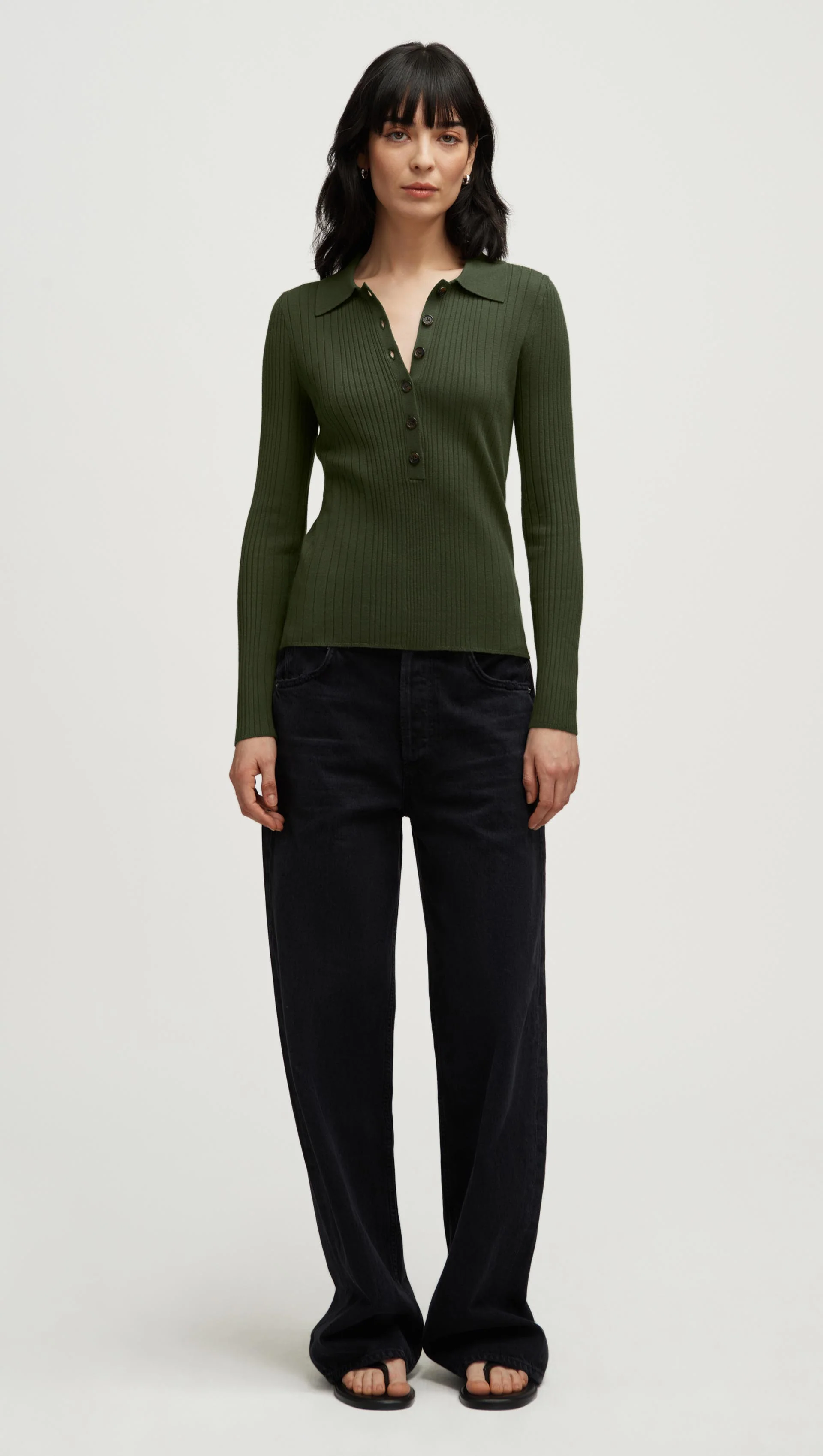 Ribbed Collar Sweater in Viscose Polyester | Mushroom - Image 4