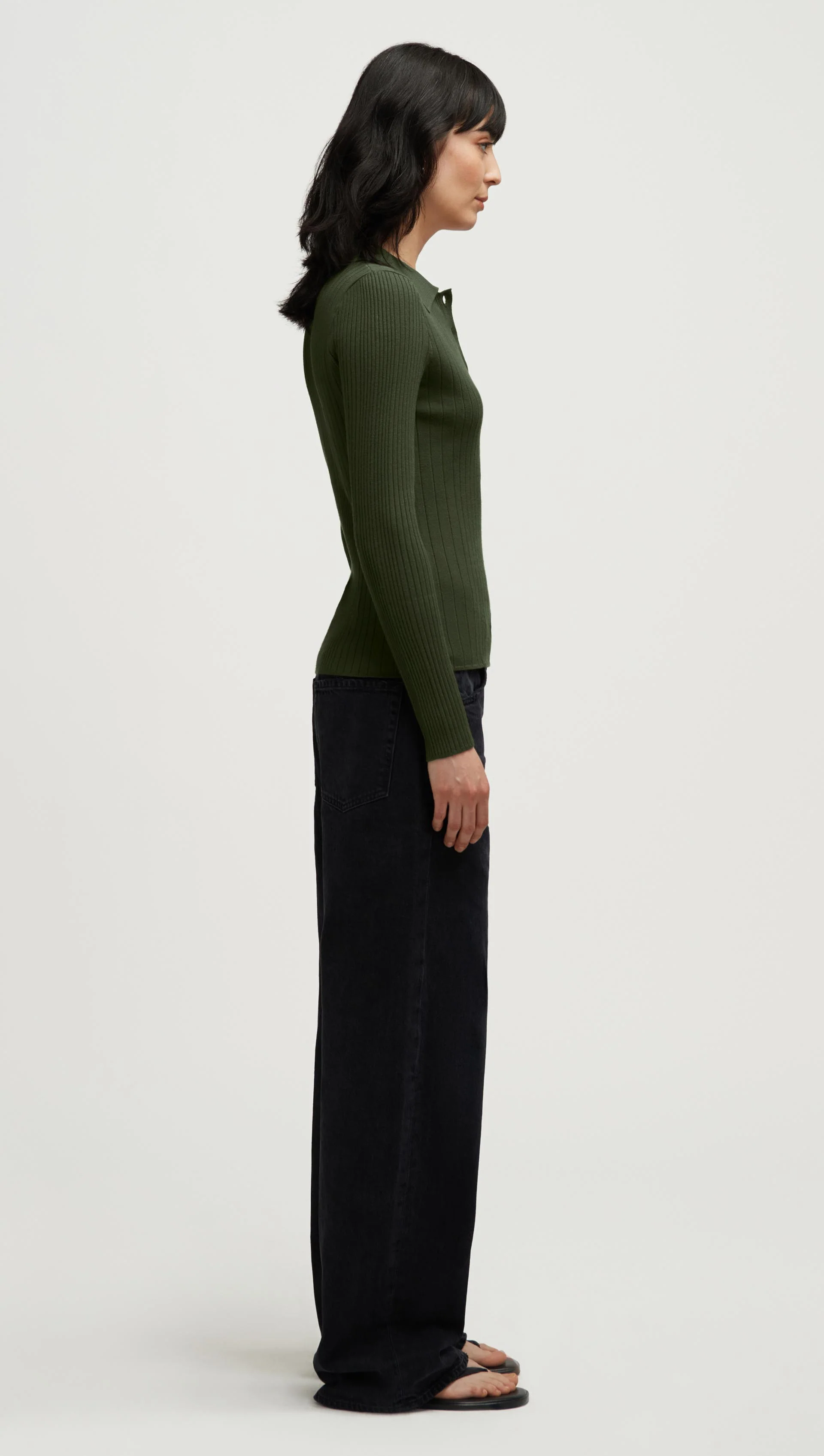 Ribbed Collar Sweater in Viscose Polyester | Mushroom - Image 5