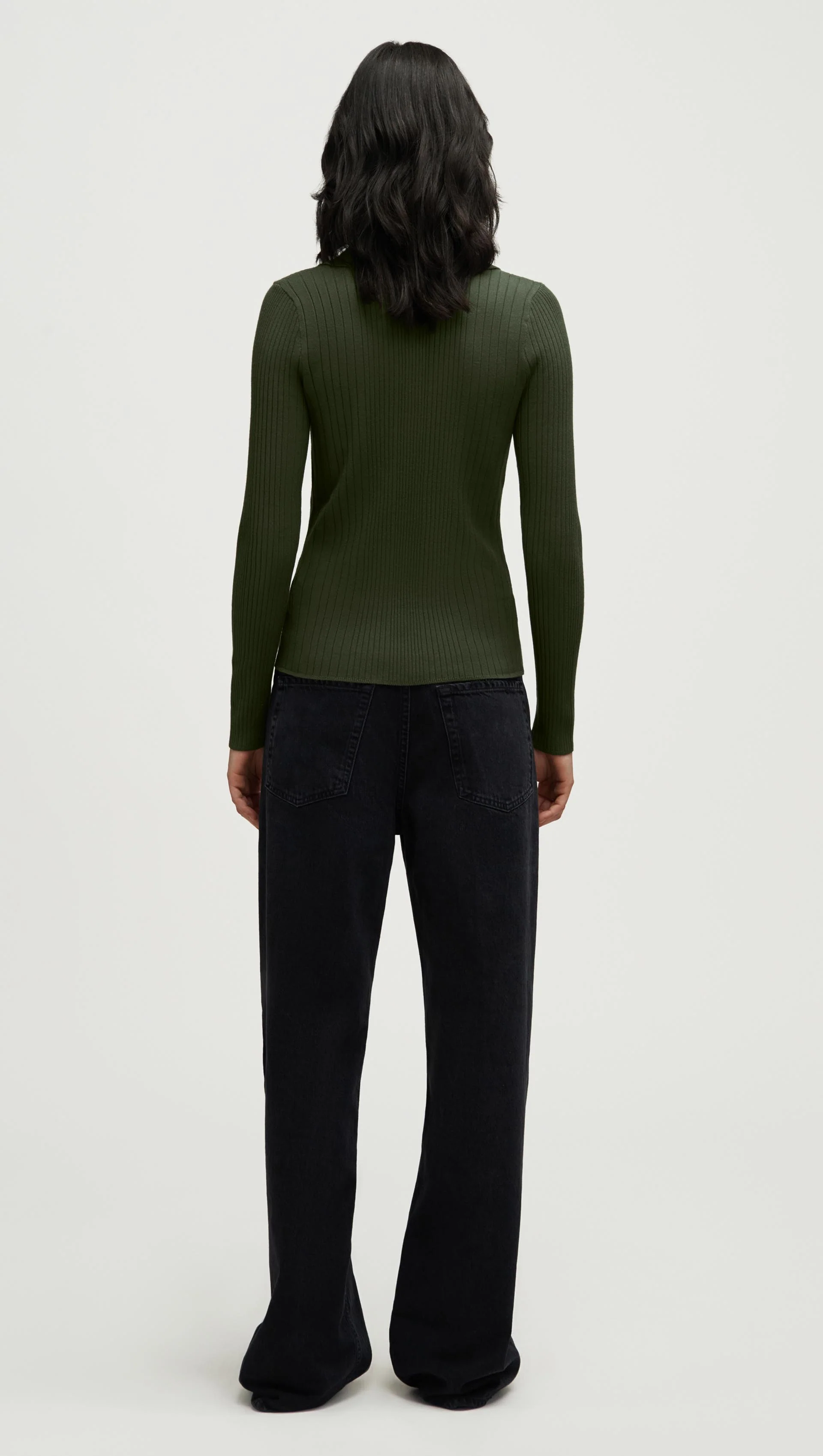 Ribbed Collar Sweater in Viscose Polyester | Mushroom - Image 6