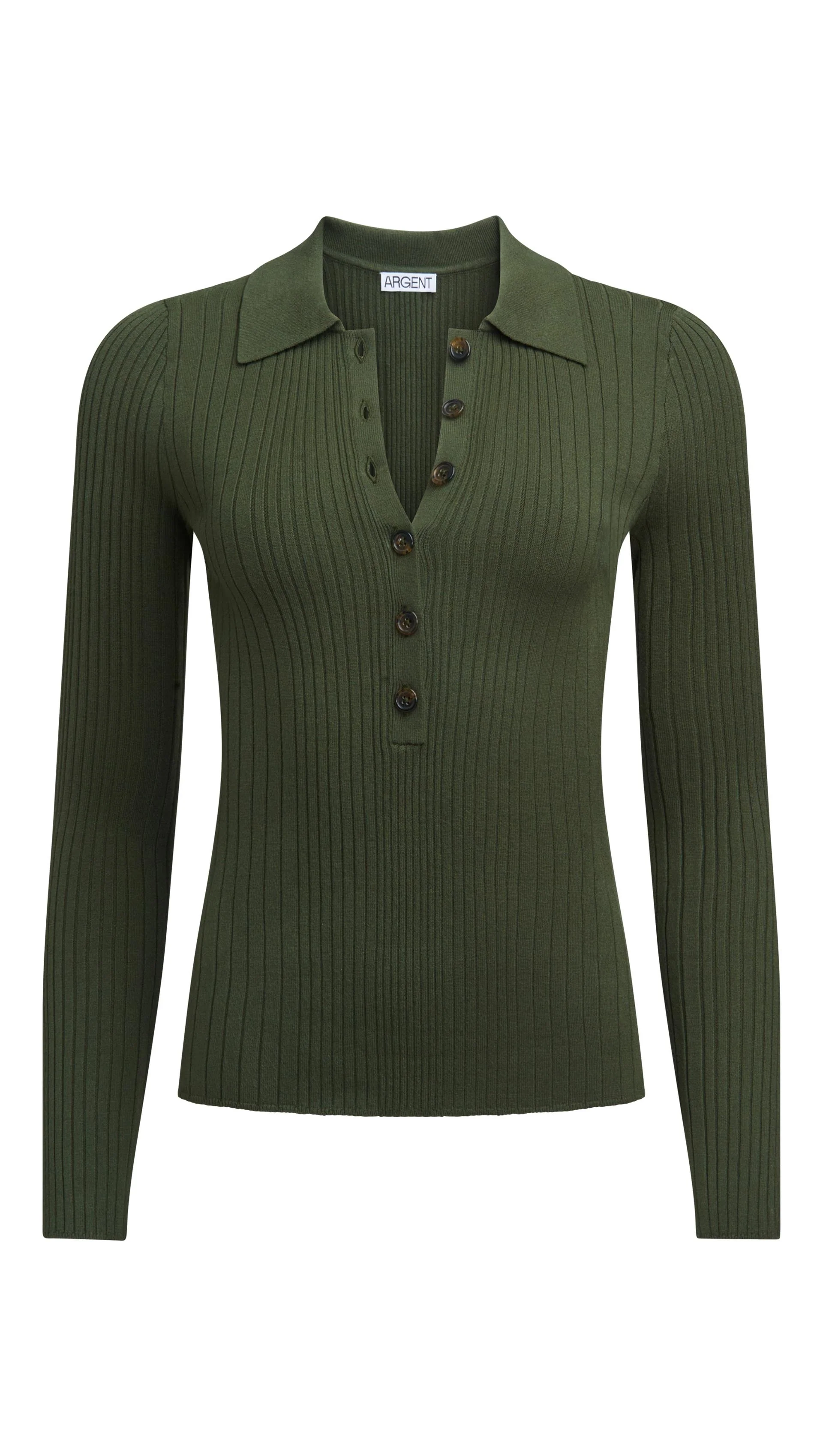 Ribbed Collar Sweater in Viscose Polyester | Mushroom - Image 7