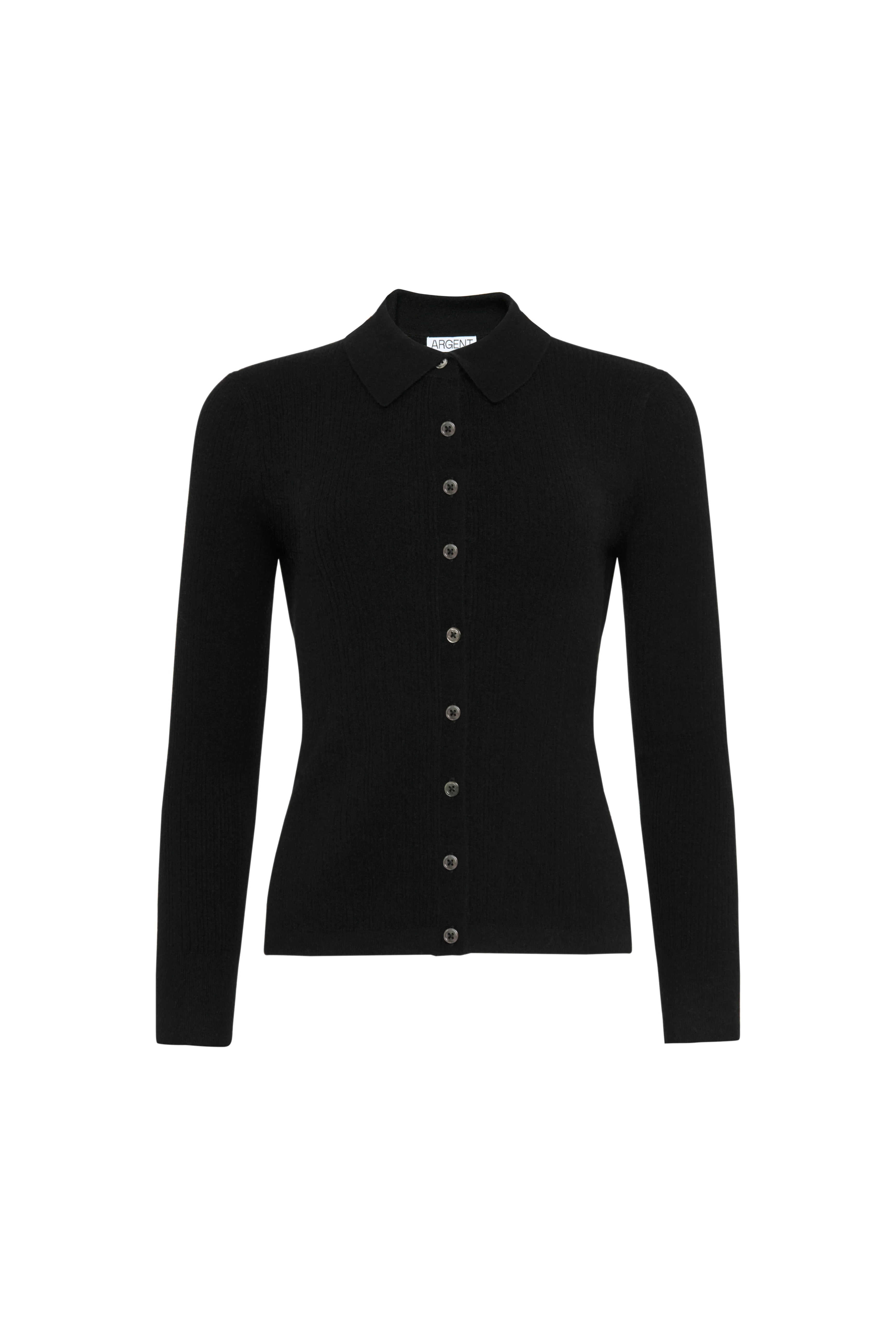 Ribbed Slim Cardigan in Wool Blend | Black - Image 7